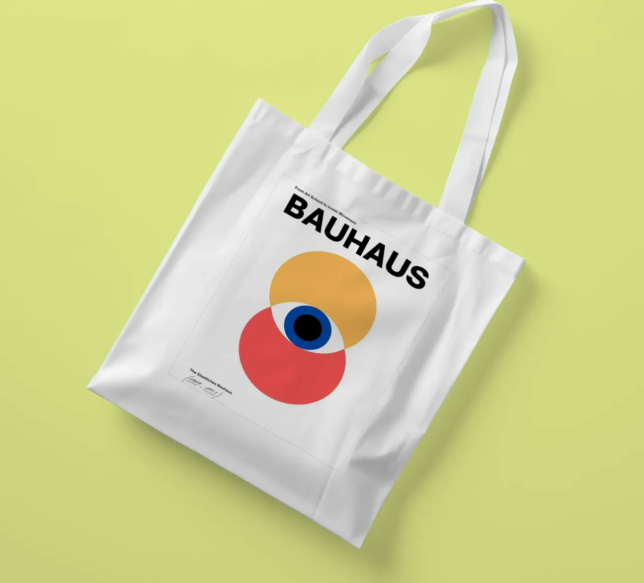 Bauhaus Eye - Abstract geometry in red and yellow tote bag by Casa Calm