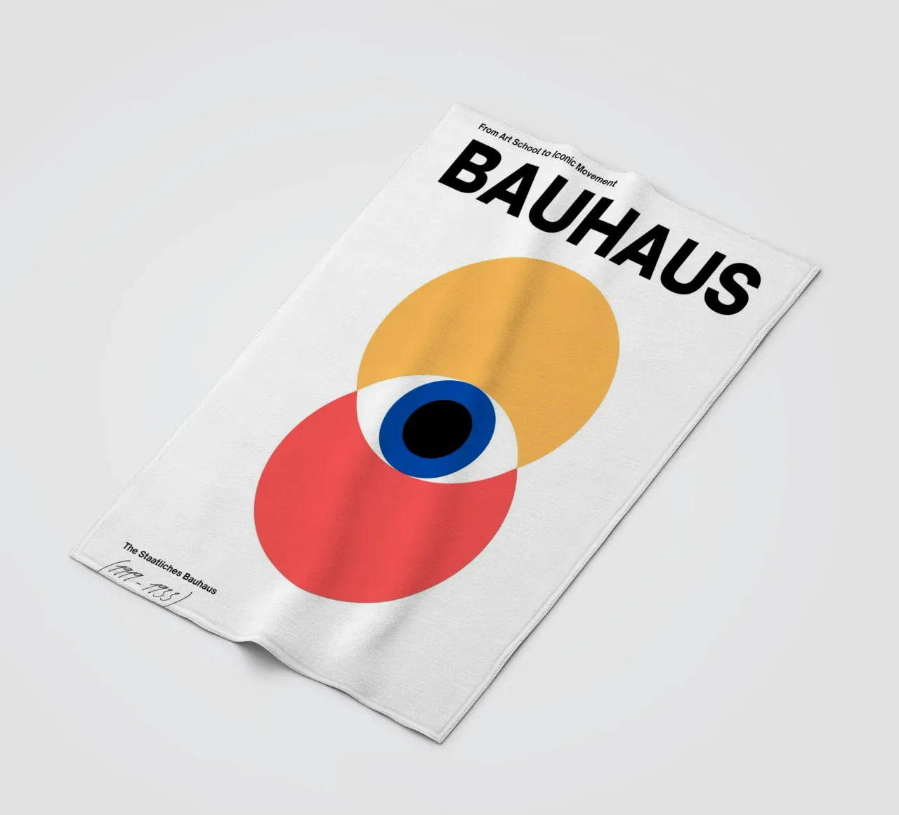 Bauhaus Eye - Abstract geometry in red and yellow fleece blanket by Casa Calm