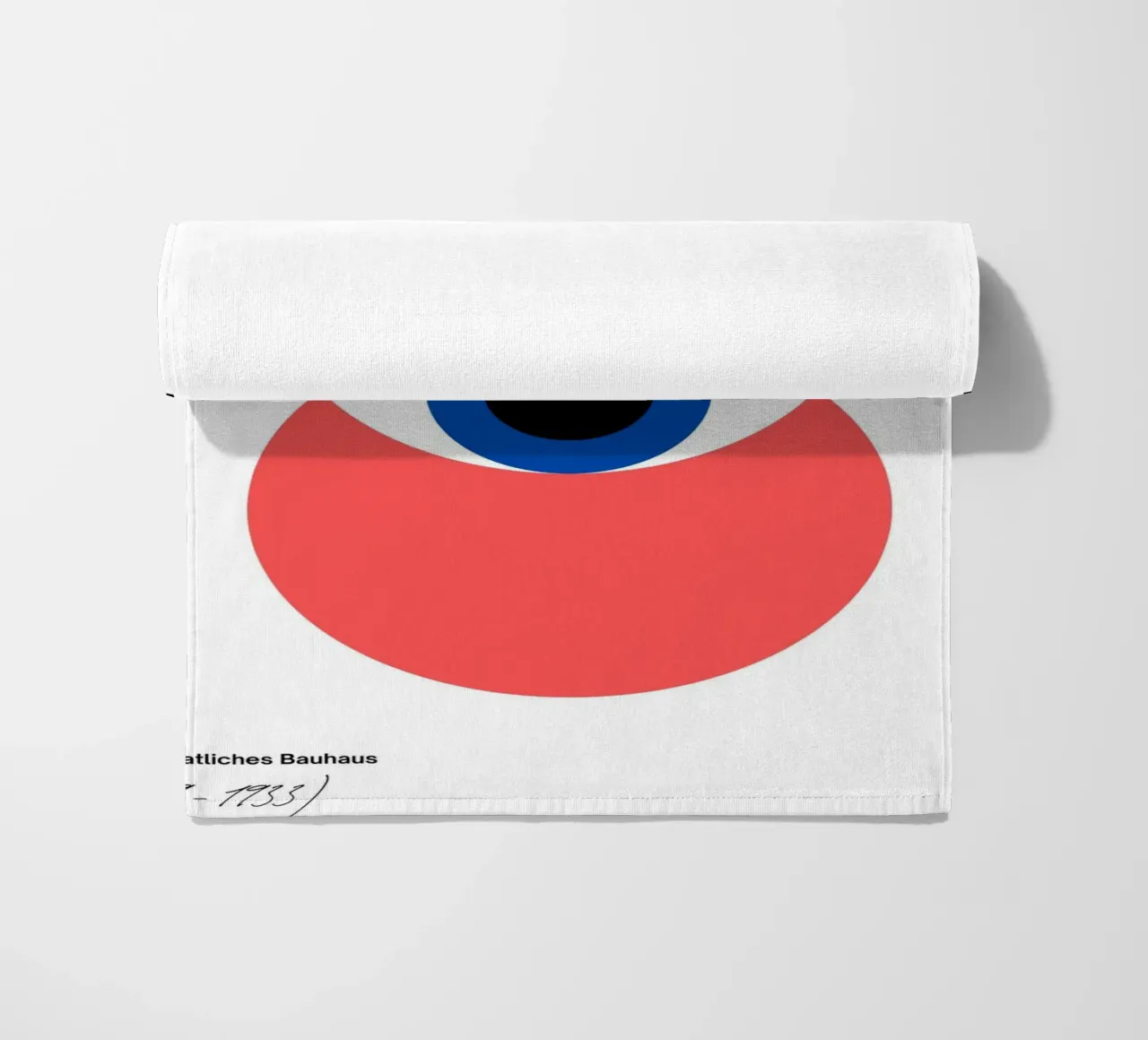 Bauhaus Eye - Abstract geometry in red and yellow beach towel by Casa Calm