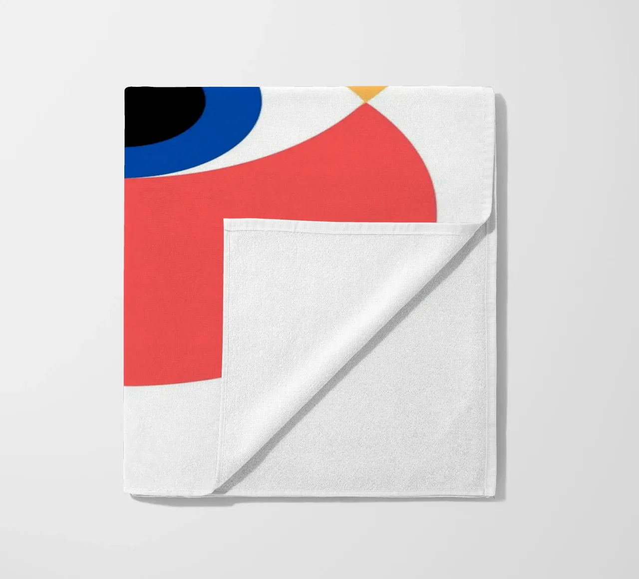 Bauhaus Eye - Abstract geometry in red and yellow beach towel by Casa Calm