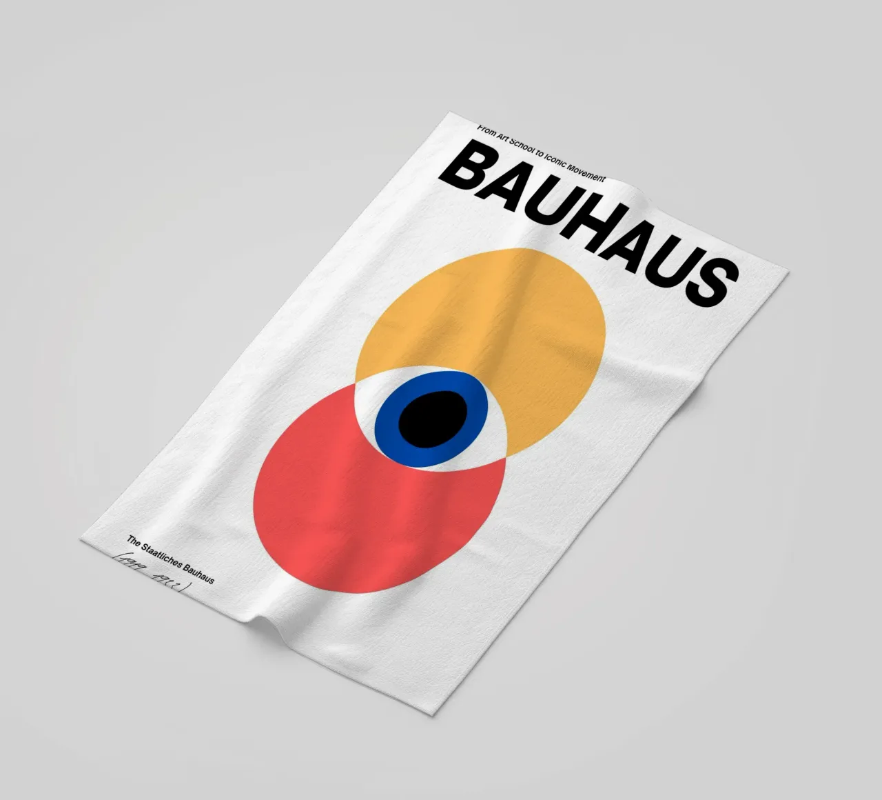 Bauhaus Eye - Abstract geometry in red and yellow beach towel by Casa Calm