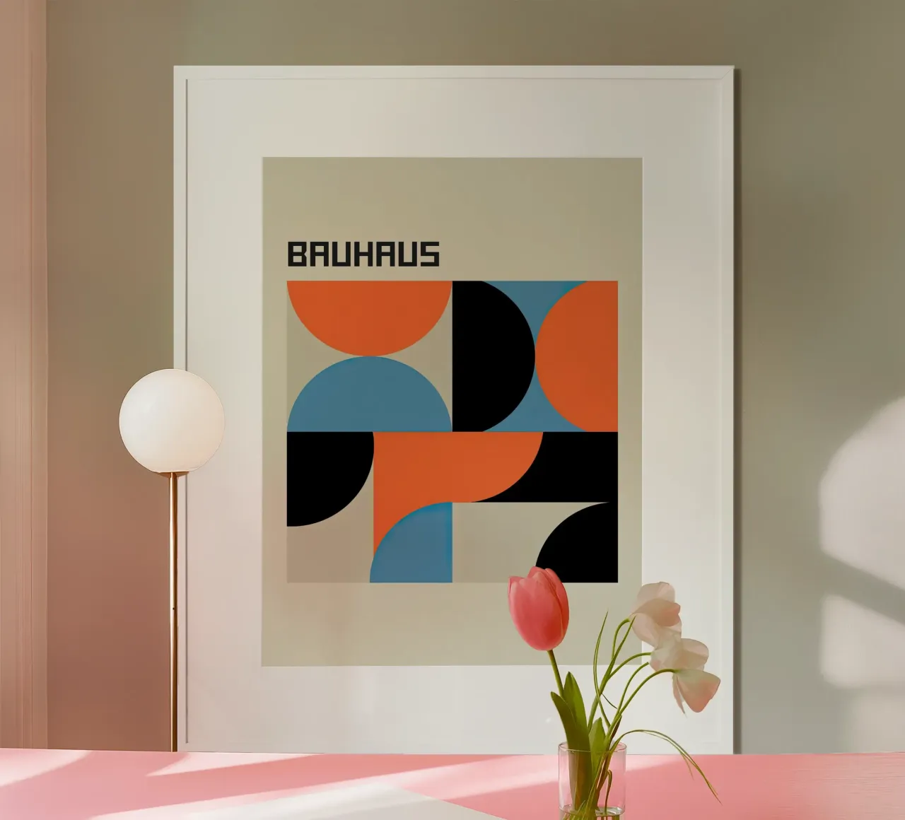 Design geometrico Bauhaus 1919 poster con telaio in legno da Jam Poster