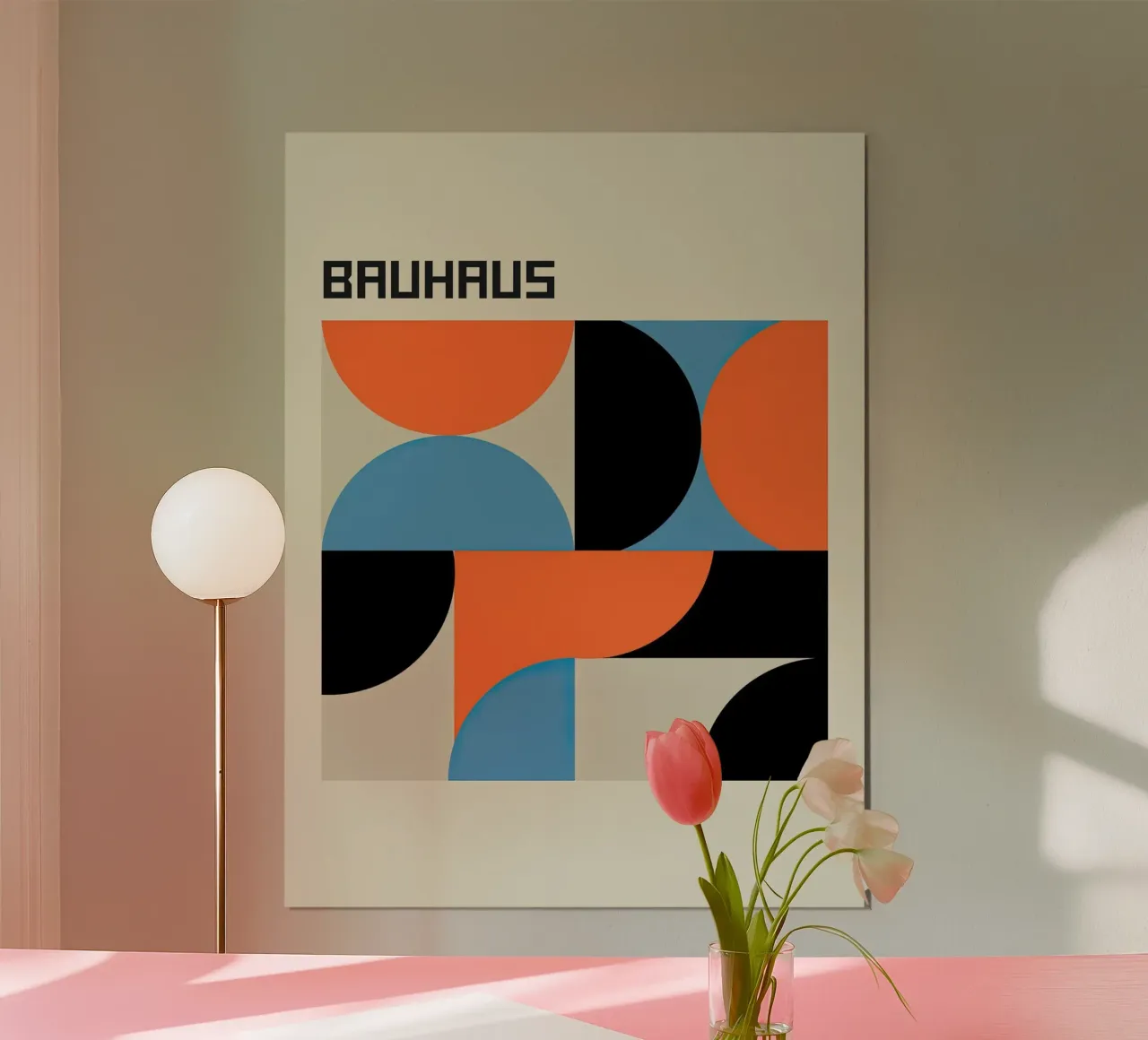 Design geometrico Bauhaus 1919 poster con telaio in legno da Jam Poster