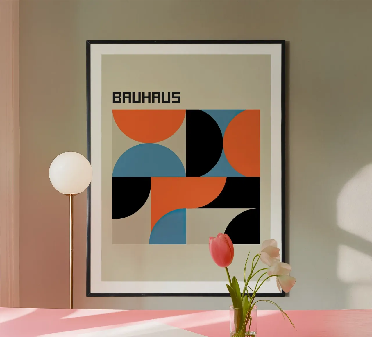 Design geometrico Bauhaus 1919 poster con telaio in legno da Jam Poster