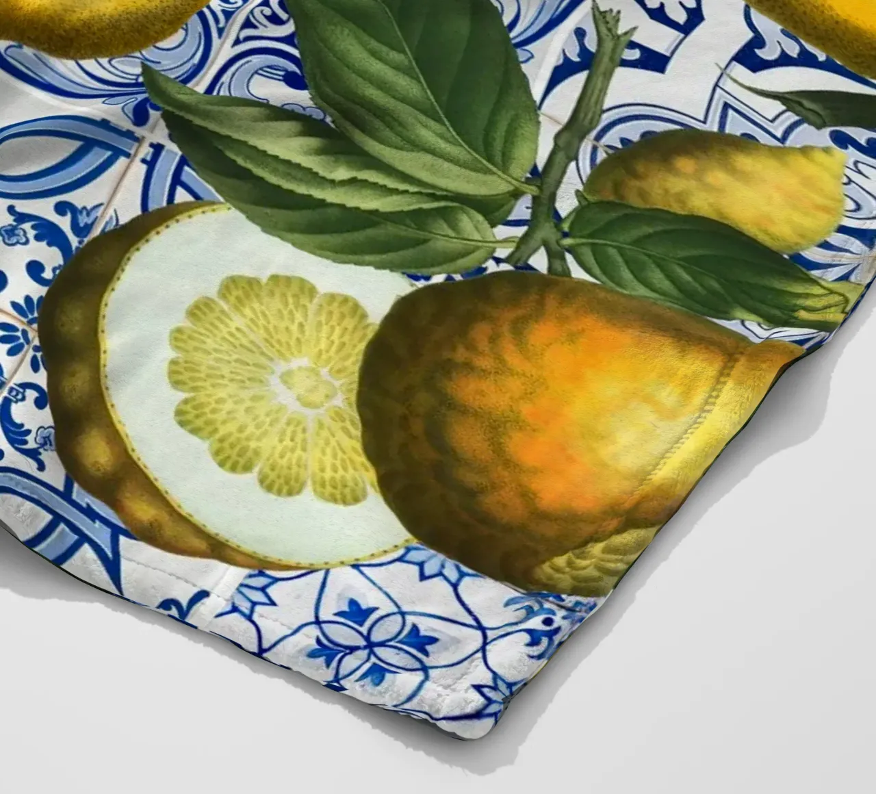 Citrons rustiques avec carreaux marocains Méditerranée Vintage plaid polaire de Stilrausch
