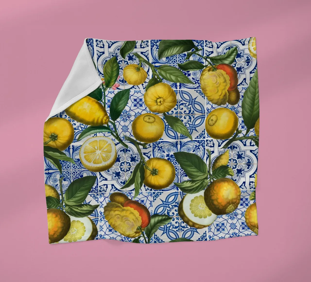 Citrons rustiques avec carreaux marocains Méditerranée Vintage plaid polaire de Stilrausch