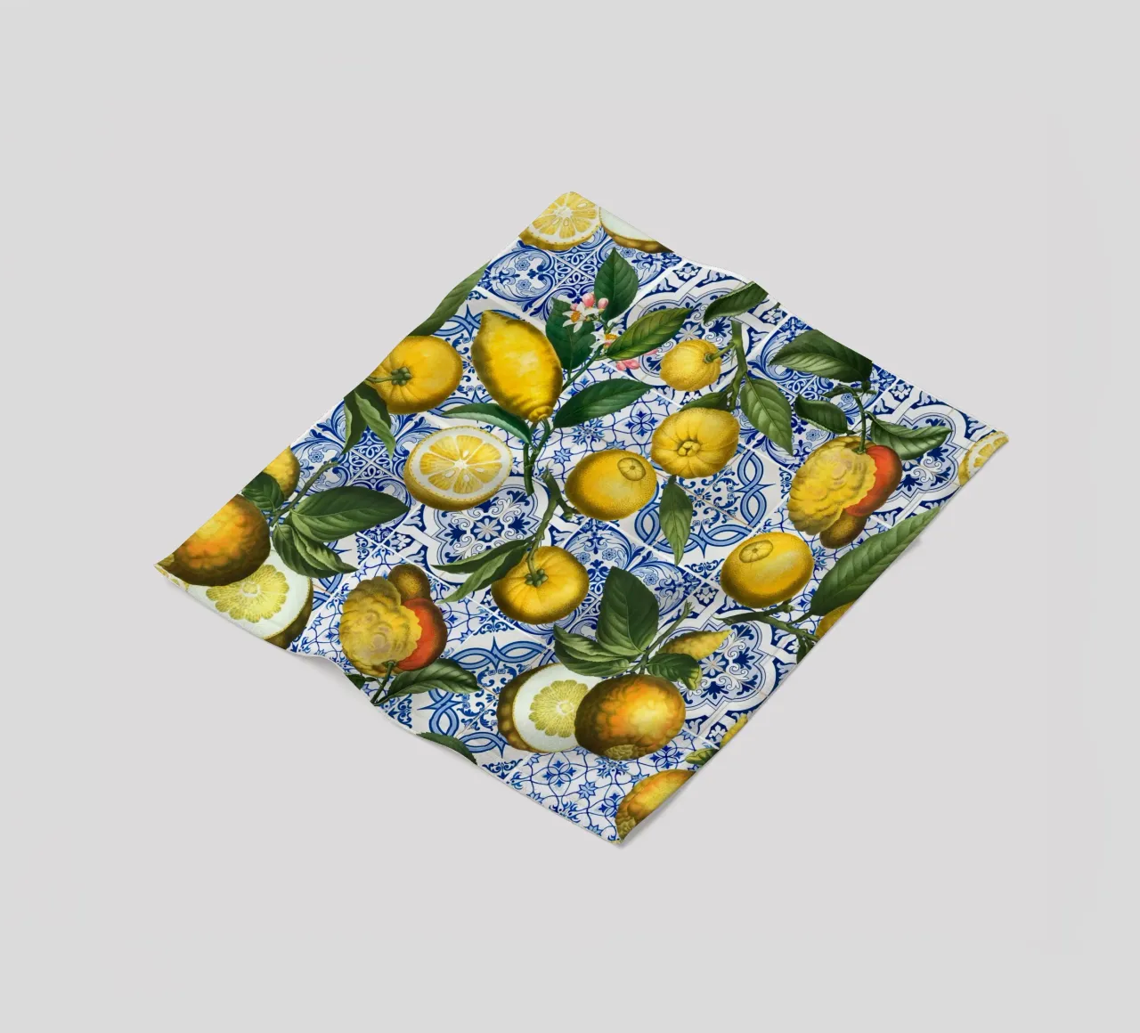 Citrons rustiques avec carreaux marocains Méditerranée Vintage plaid polaire de Stilrausch