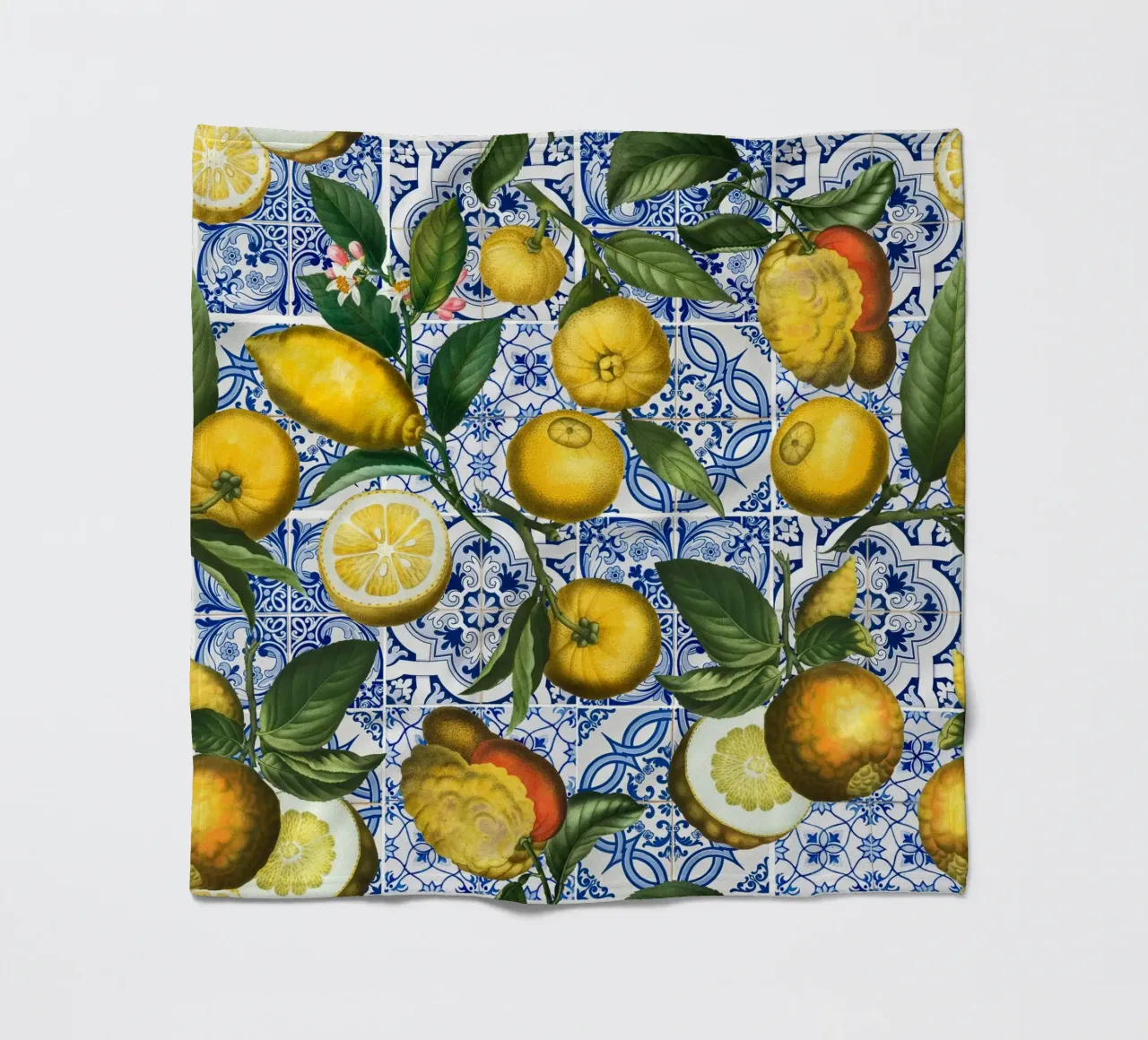 Citrons rustiques avec carreaux marocains Méditerranée Vintage plaid polaire de Stilrausch