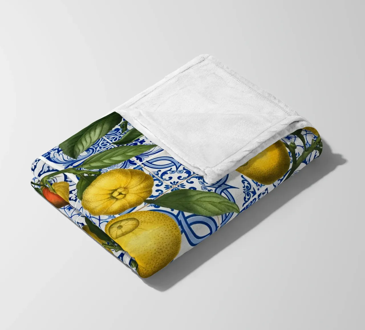 Citrons rustiques avec carreaux marocains Méditerranée Vintage plaid polaire de Stilrausch