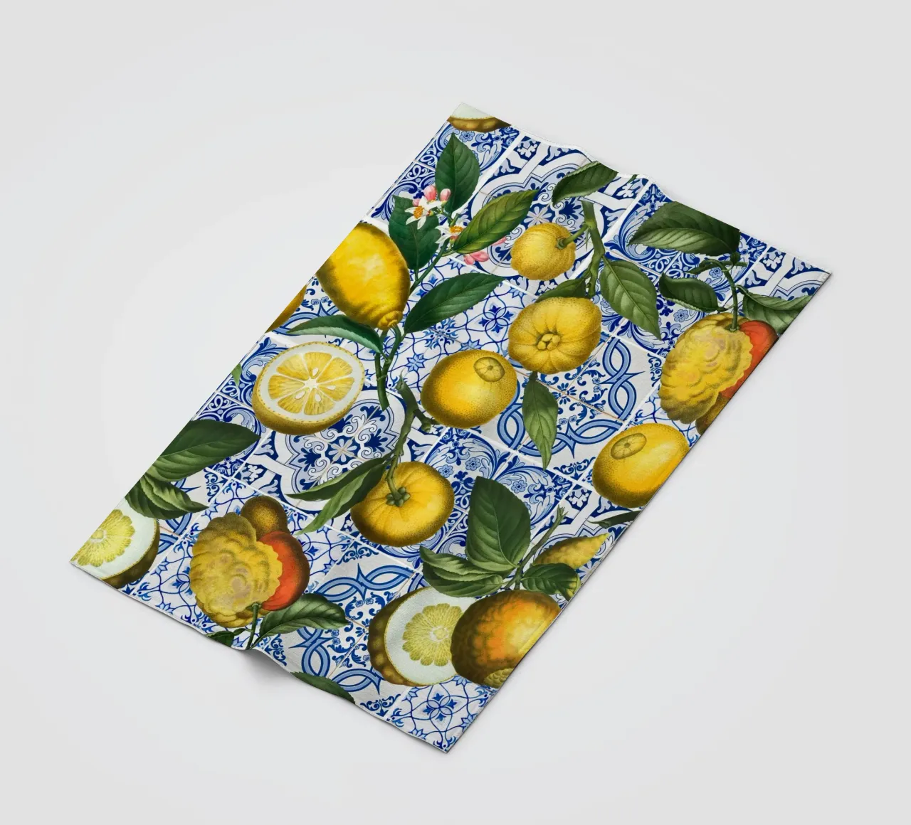 Citrons rustiques avec carreaux marocains Méditerranée Vintage plaid polaire de Stilrausch