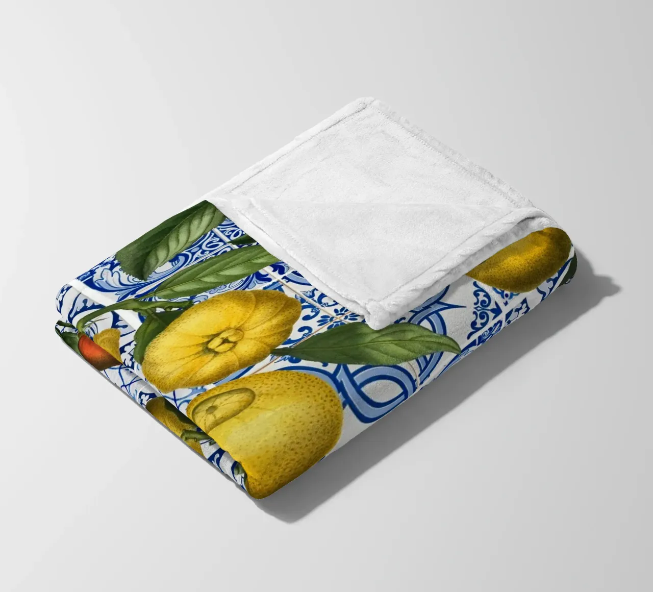 Citrons rustiques avec carreaux marocains Méditerranée Vintage plaid polaire de Stilrausch
