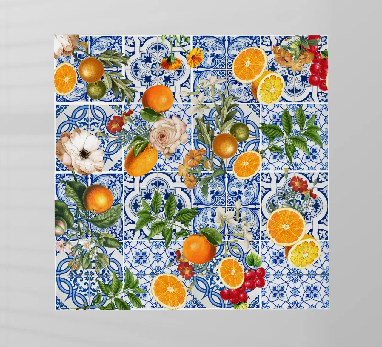 Arance vintage su piastrelle marocchine sbiadite Fascino rustico pellicola backlit da Stilrausch