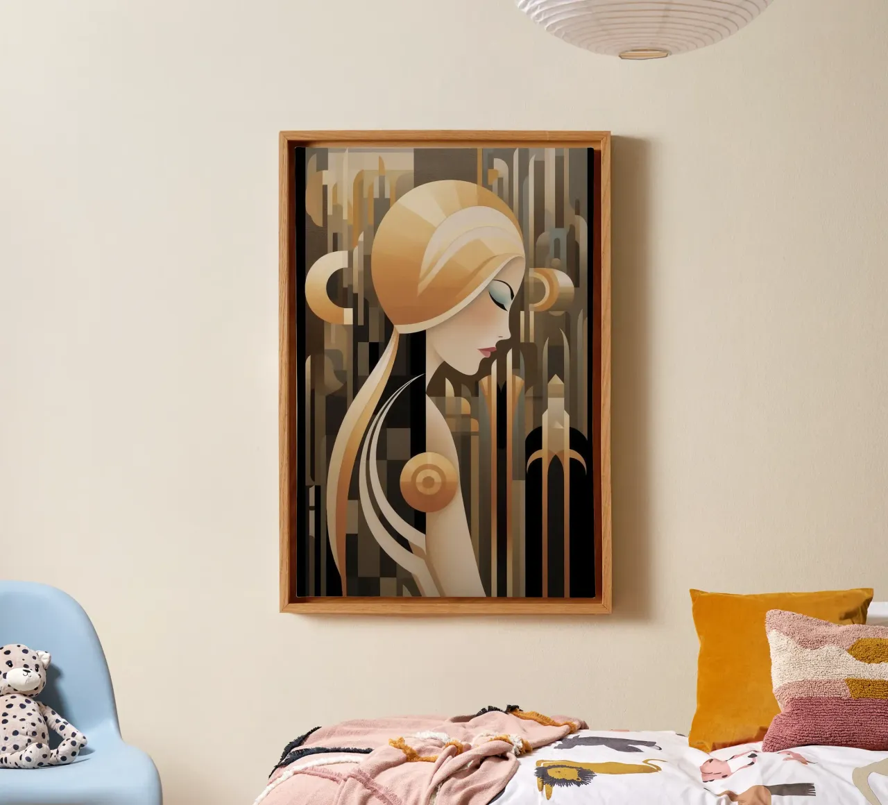 Art Deco Vrouw canvas met Baklijst van Artful Muse