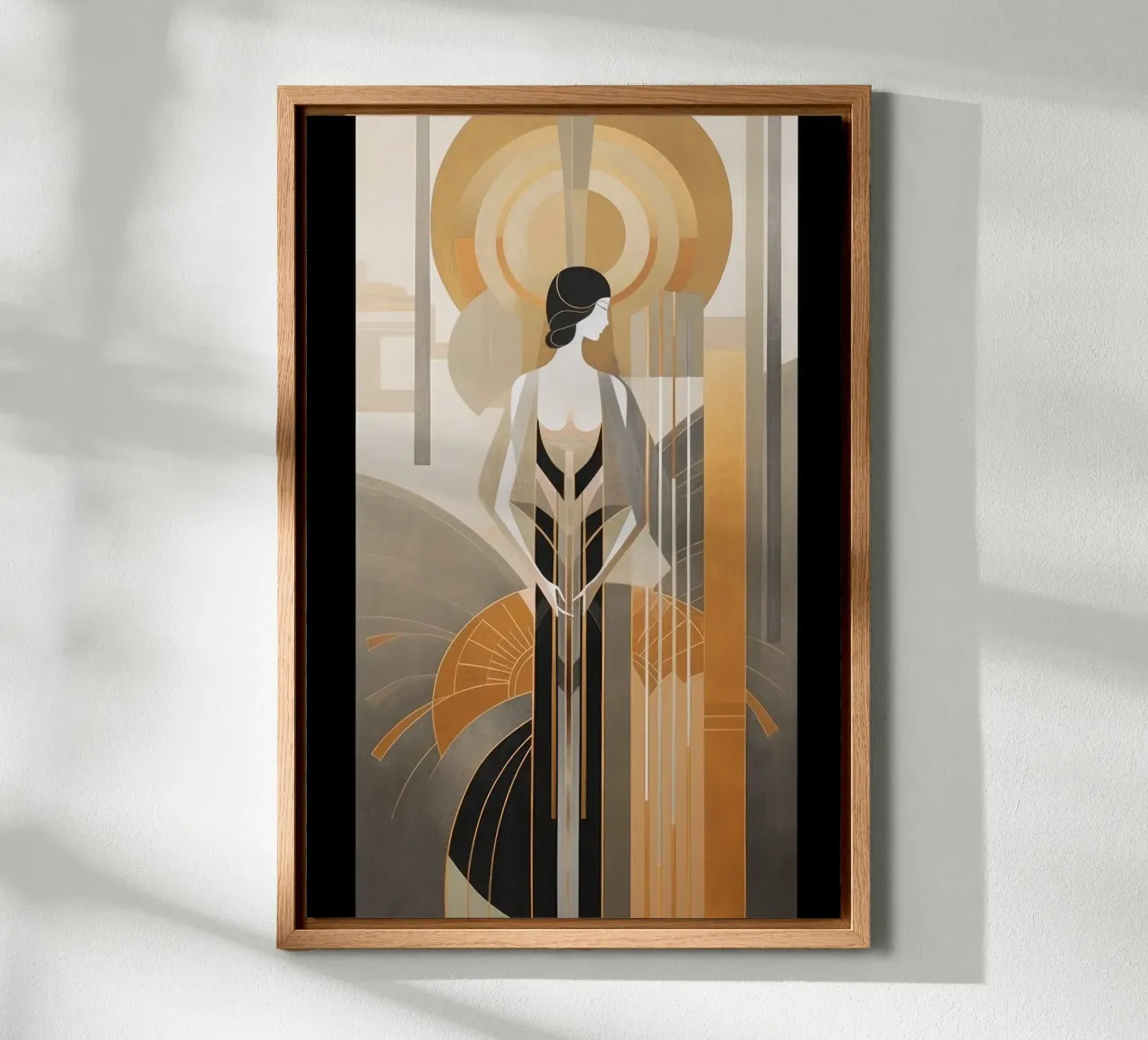 Art Deco Vrouw canvas met Baklijst van Artful Muse