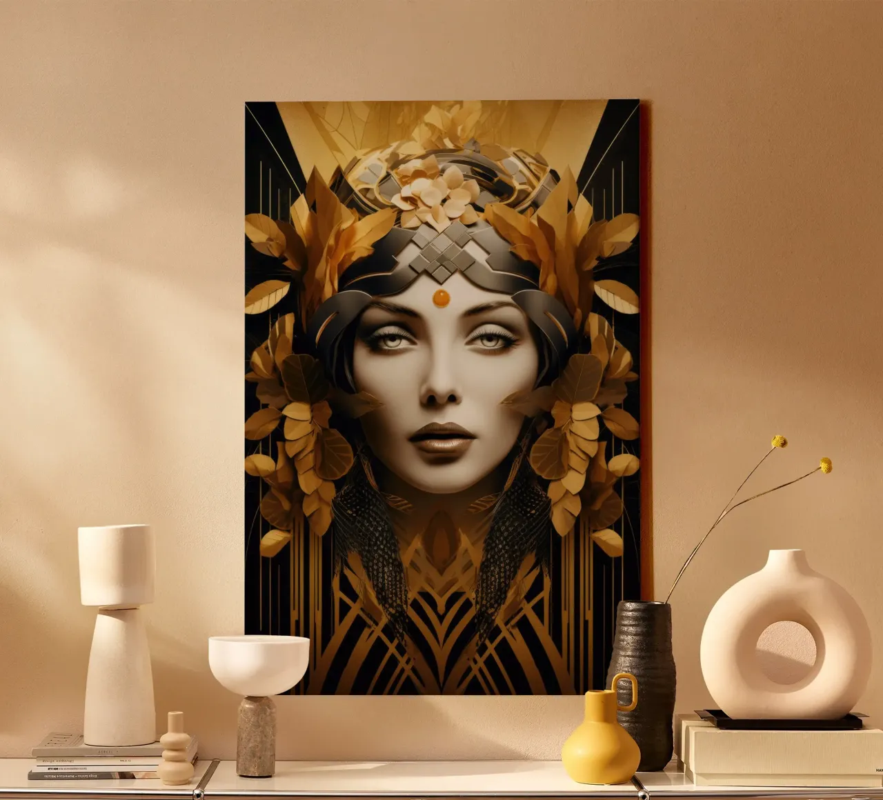 Art Deco Frau Leinwand von Artful Muse
