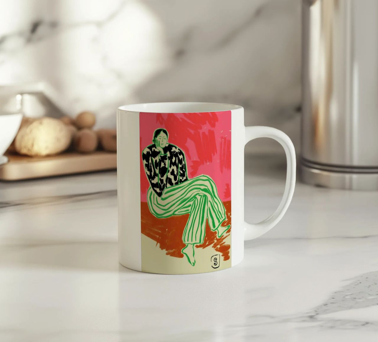 Calm Woman Portrait Keramik Tasse von Sandra Poliakov
