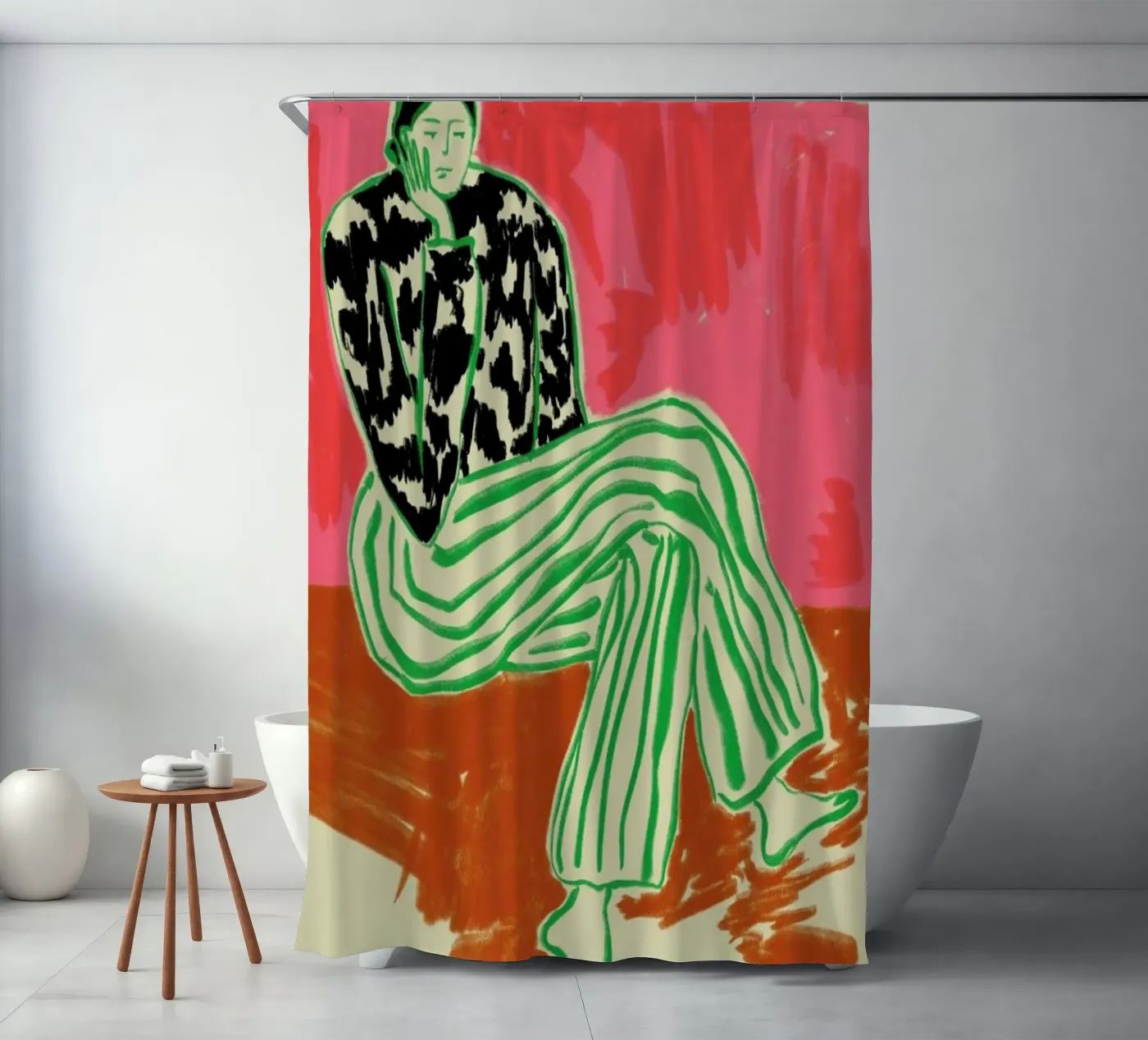 Calm Woman Portrait shower curtain by Sandra Poliakov