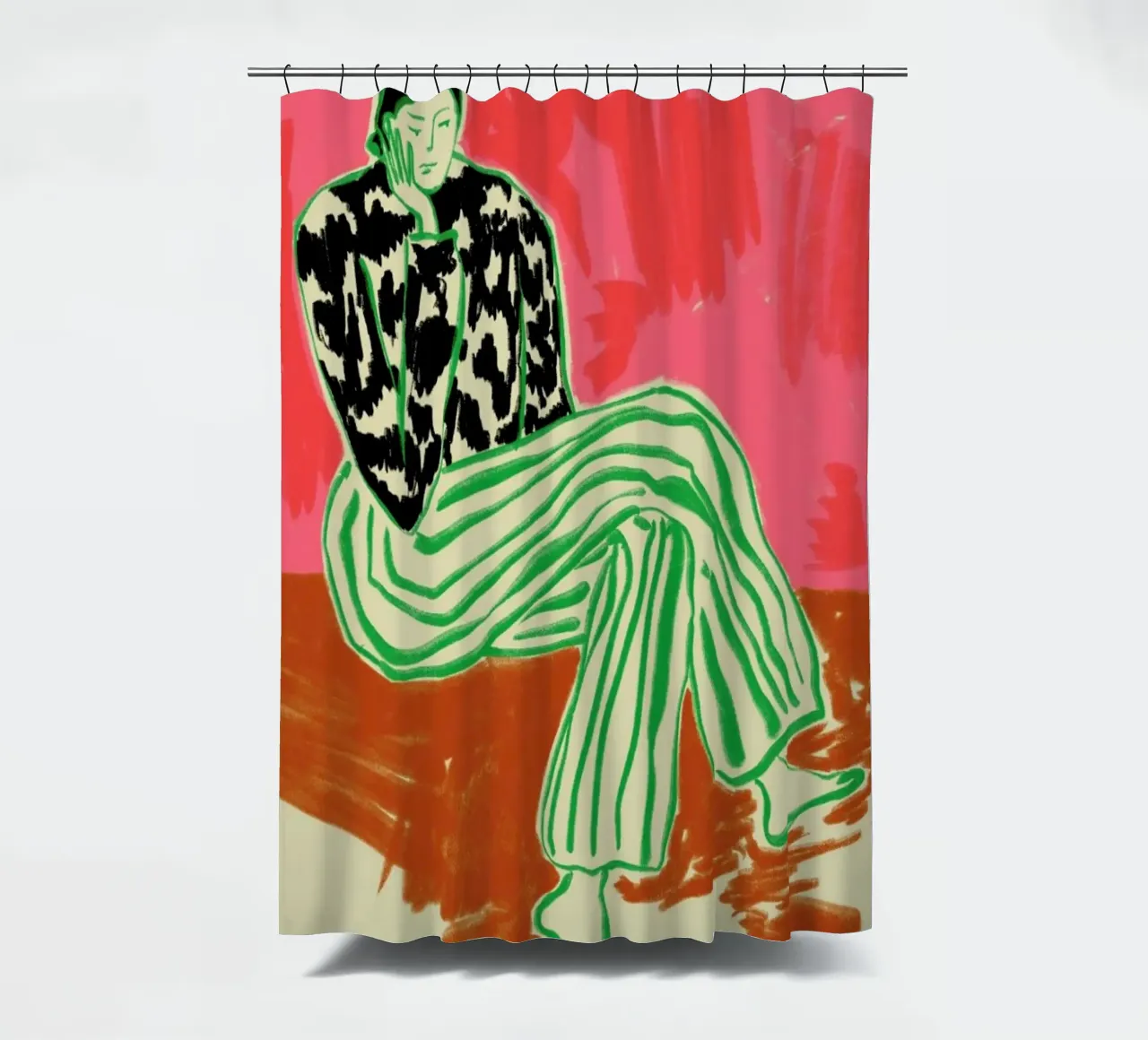 Calm Woman Portrait shower curtain by Sandra Poliakov
