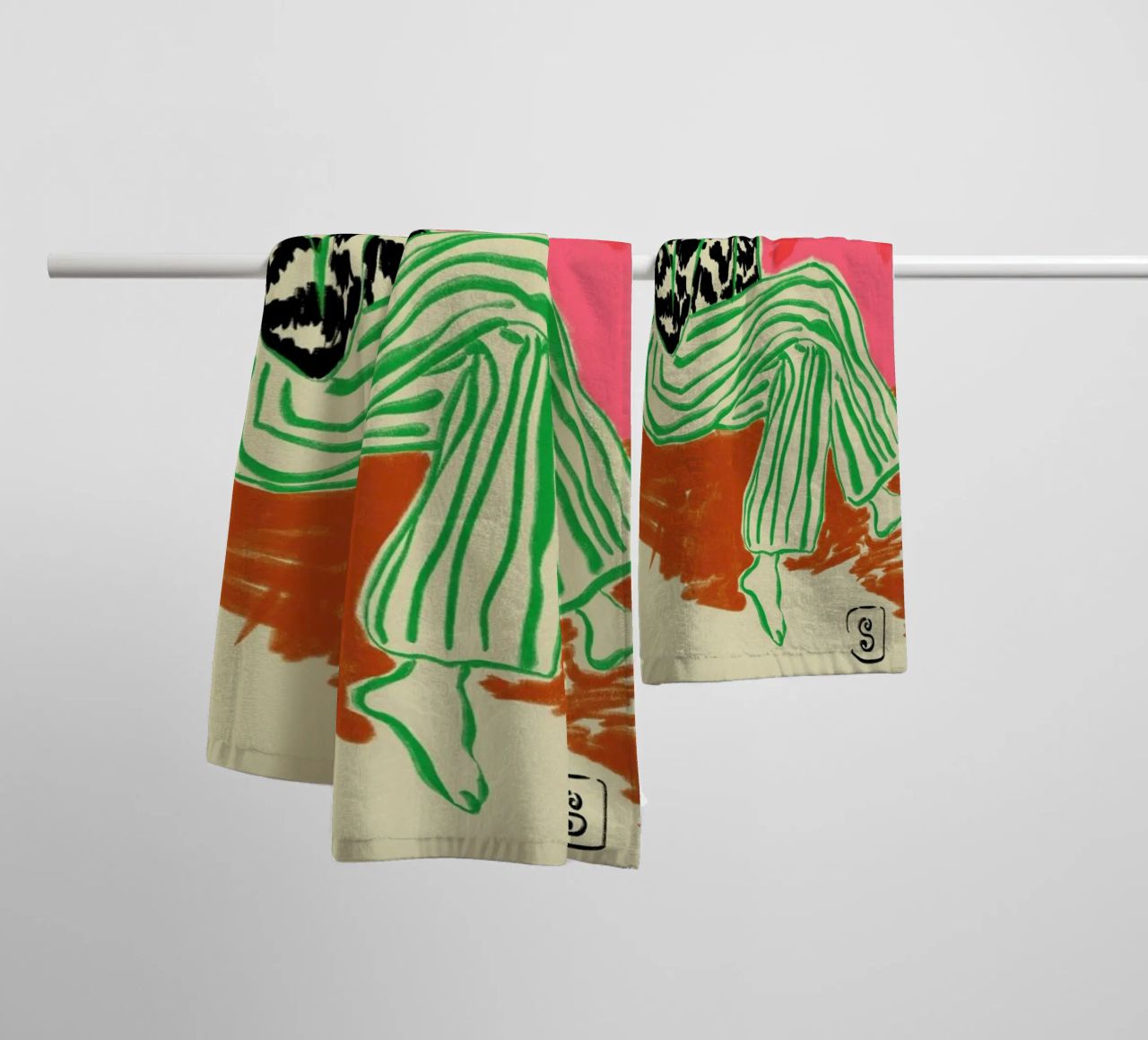 Calm Woman Portrait towel by Sandra Poliakov