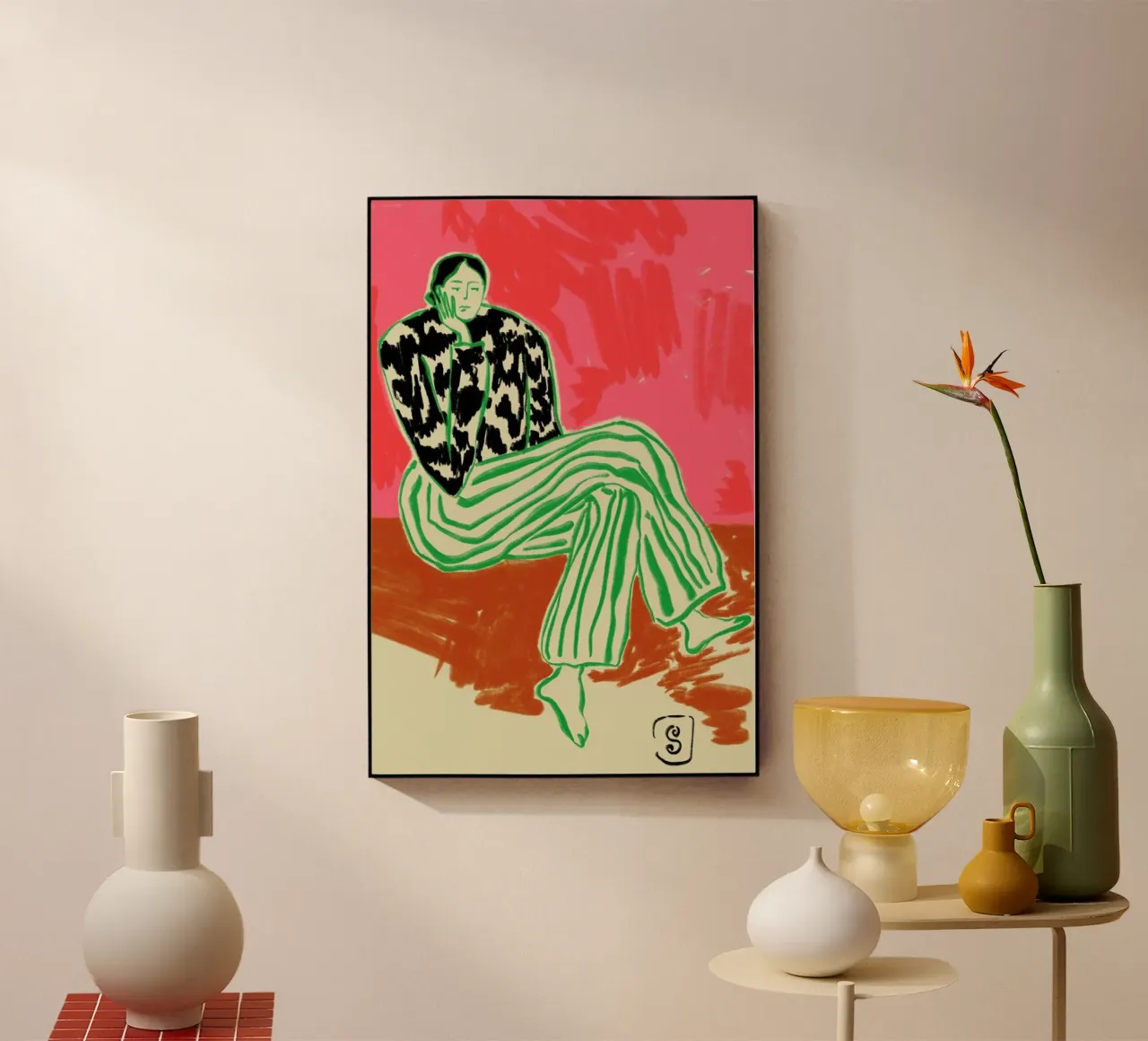 Calm Woman Portrait acryl van Sandra Poliakov