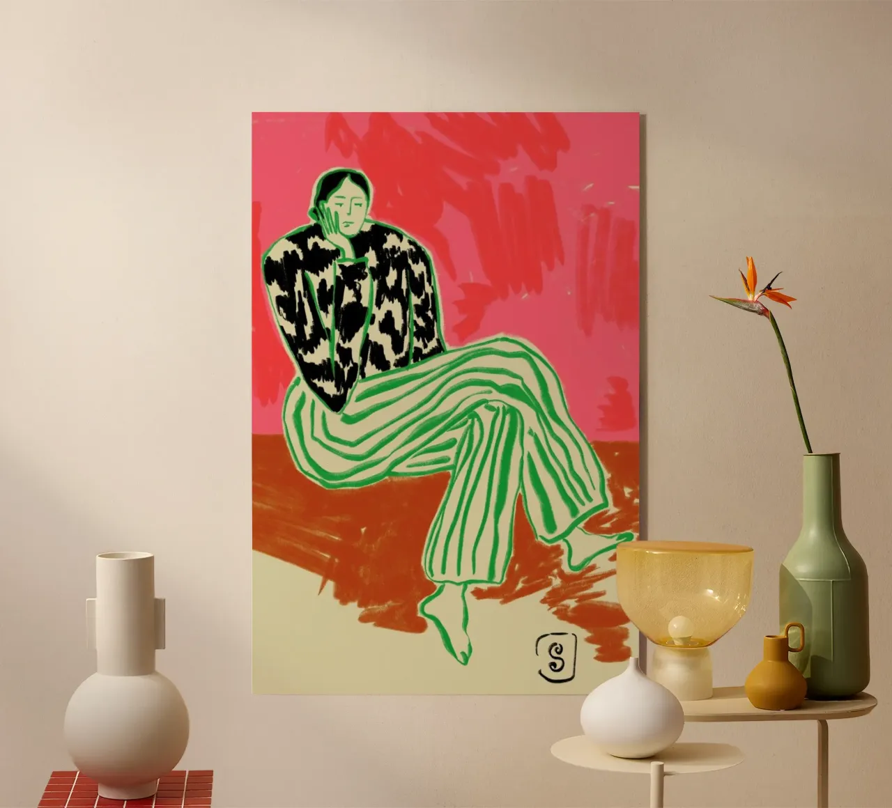 Calm Woman Portrait acryl van Sandra Poliakov