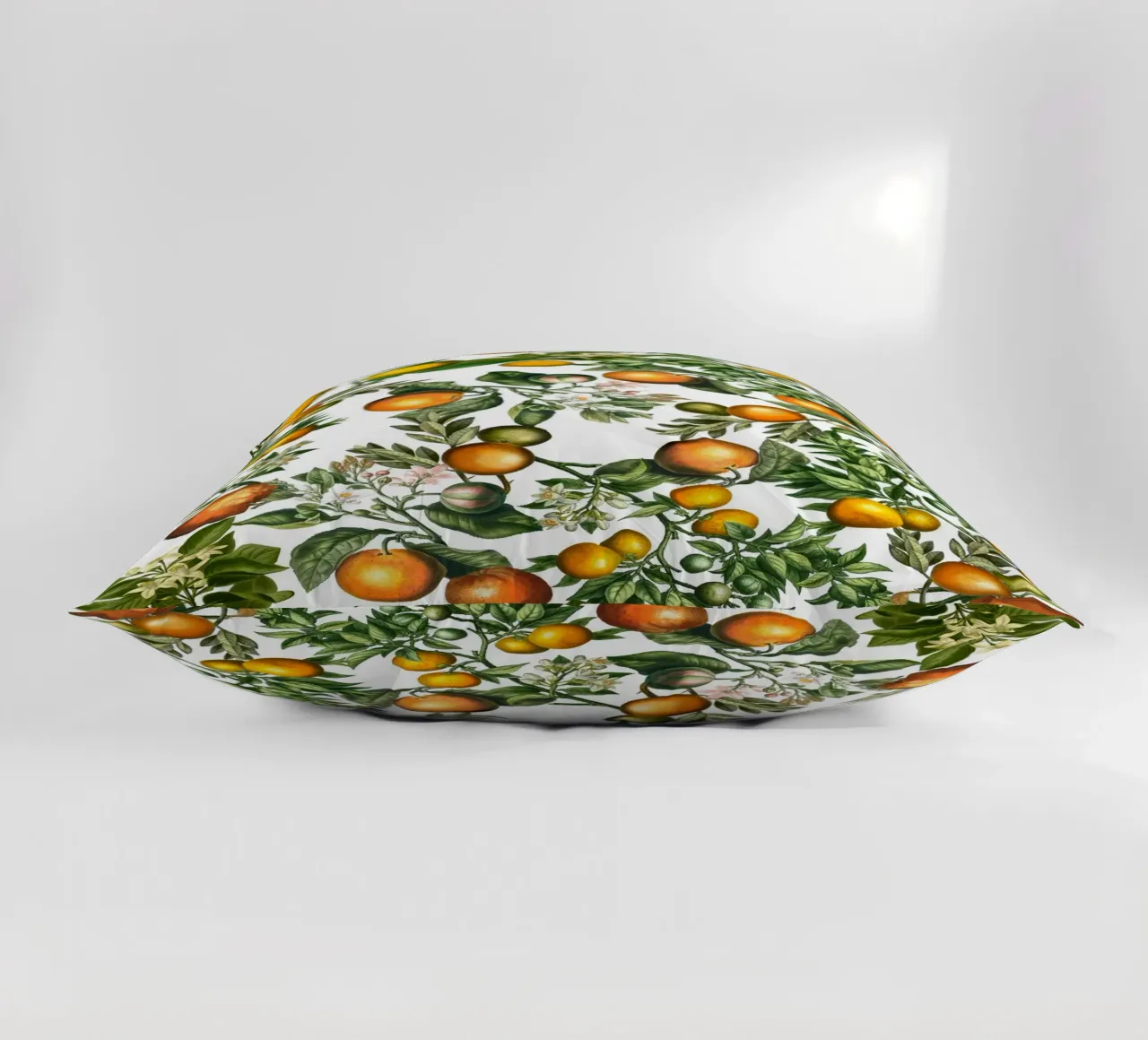 Oranges Pattern on White Fresh Citrus Botanical Print decorative cushion by Stilrausch