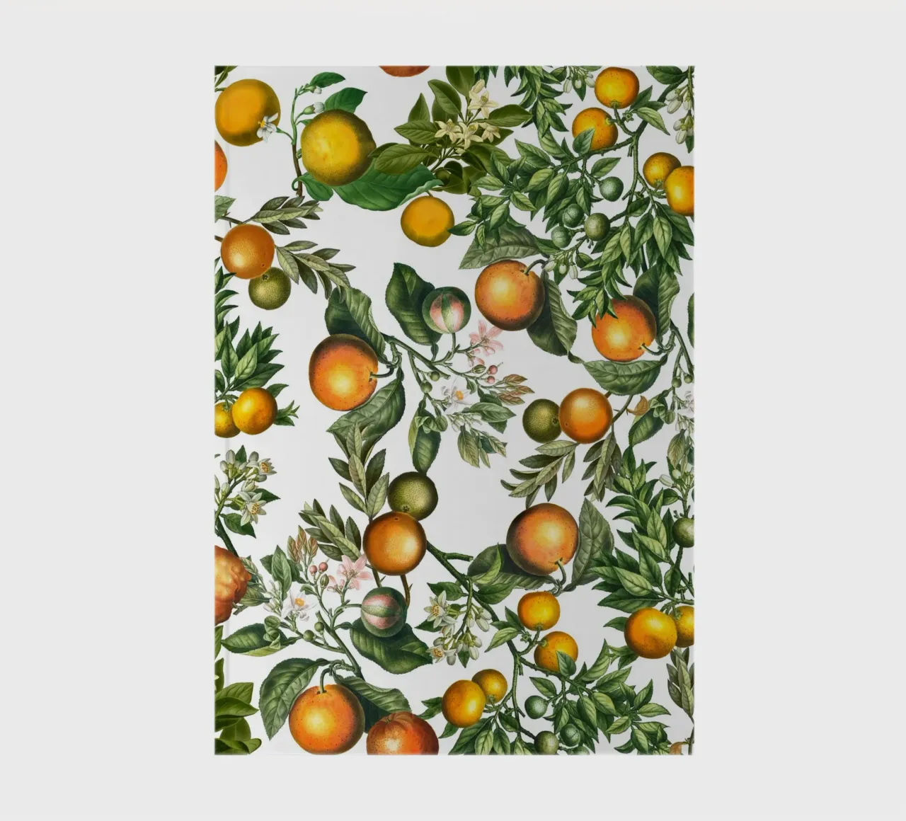 Oranges Pattern on White Fresh Citrus Botanical Print notebook by Stilrausch