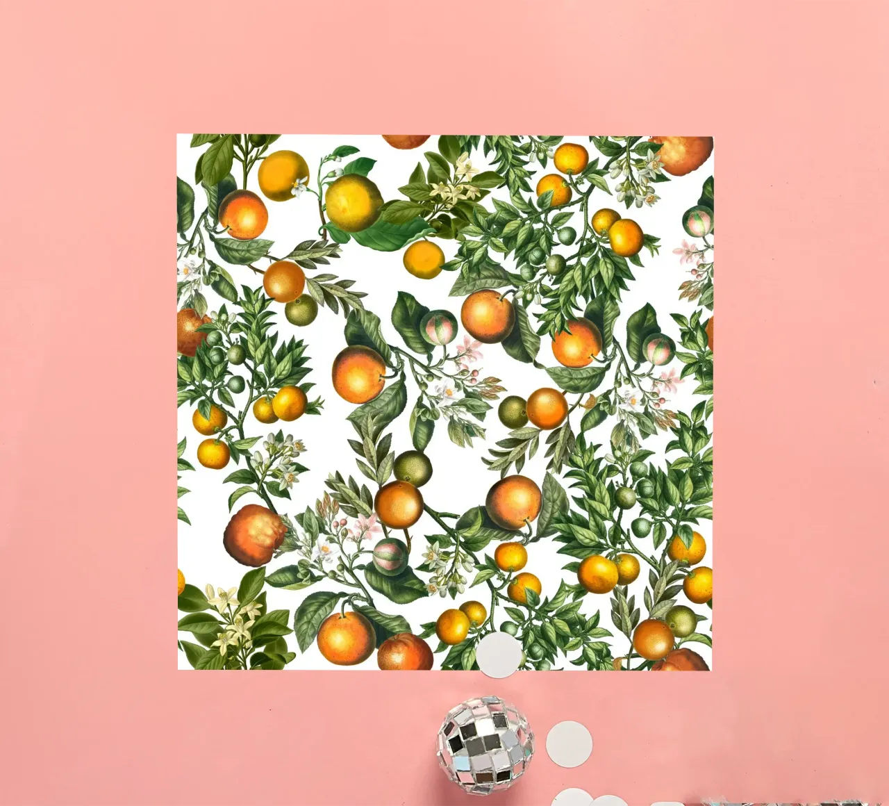 Oranges Pattern on White Fresh Citrus Botanical Print sticker by Stilrausch