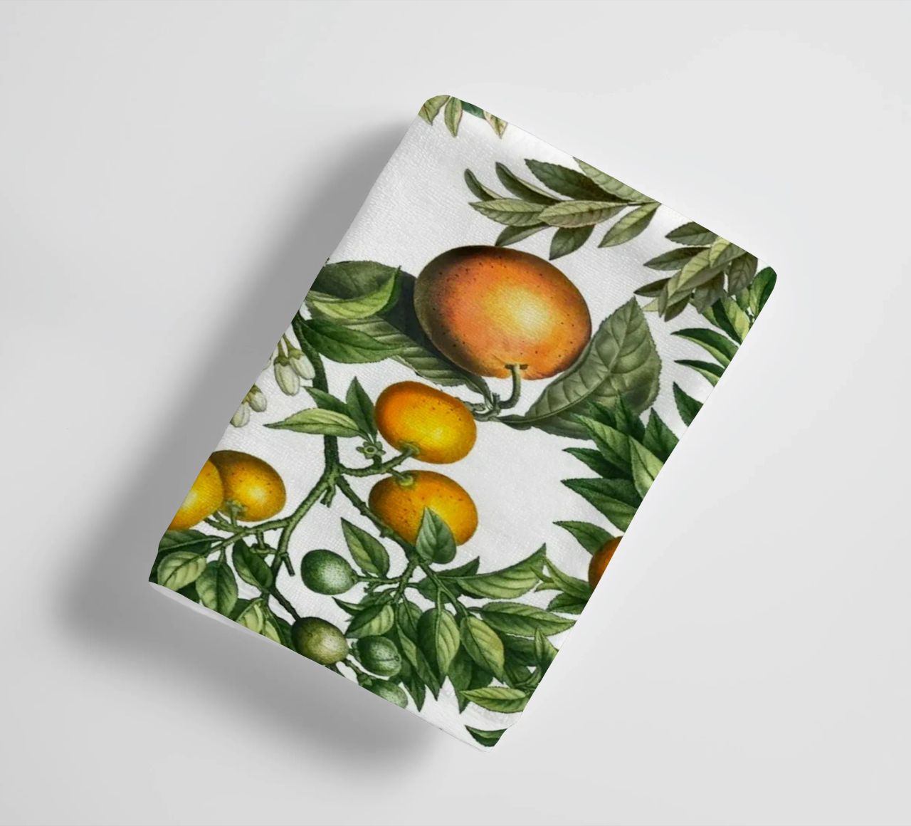 Oranges Pattern on White Fresh Citrus Botanical Print towel by Stilrausch