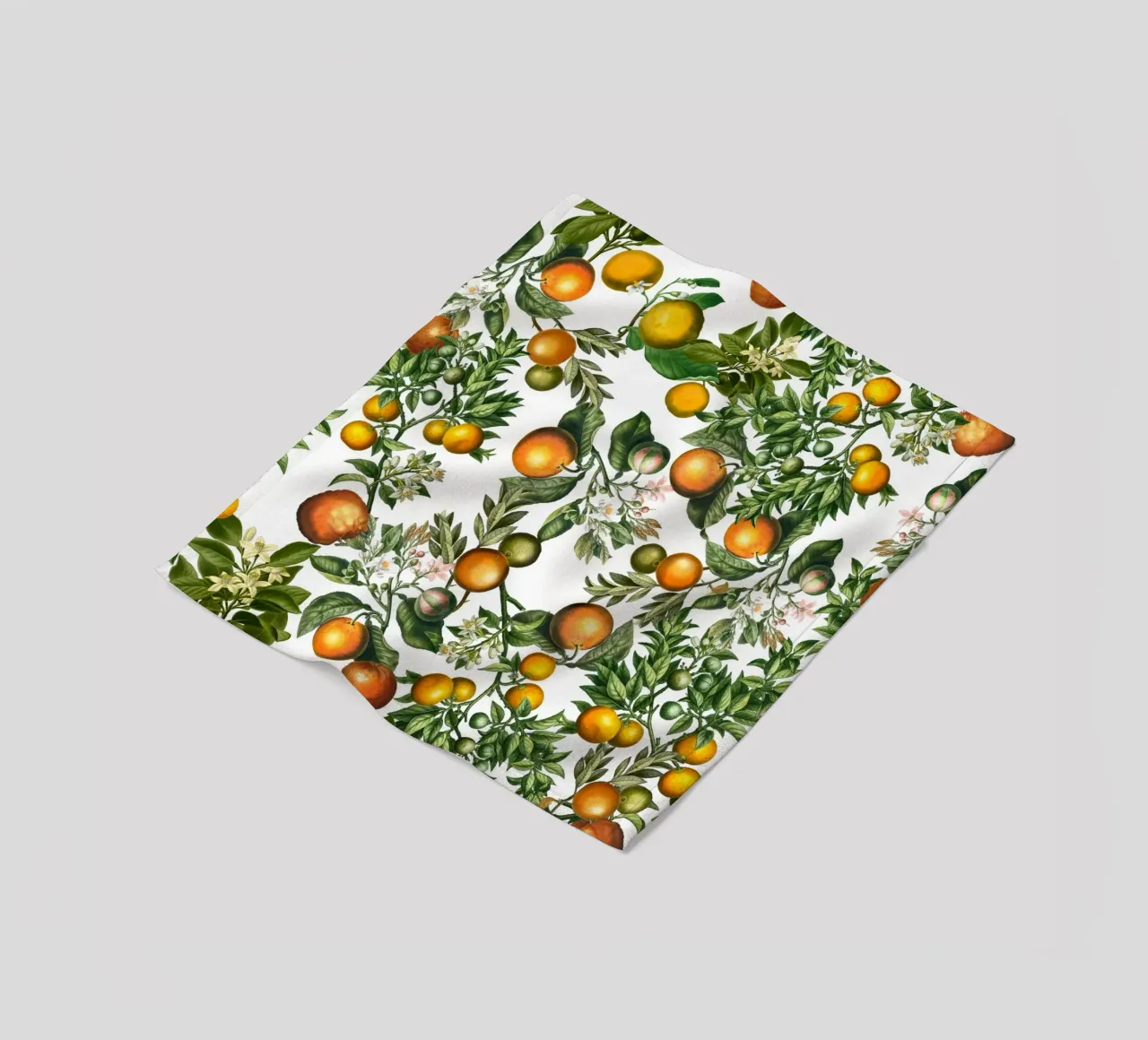 Oranges Pattern on White Fresh Citrus Botanical Print fleece blanket by Stilrausch