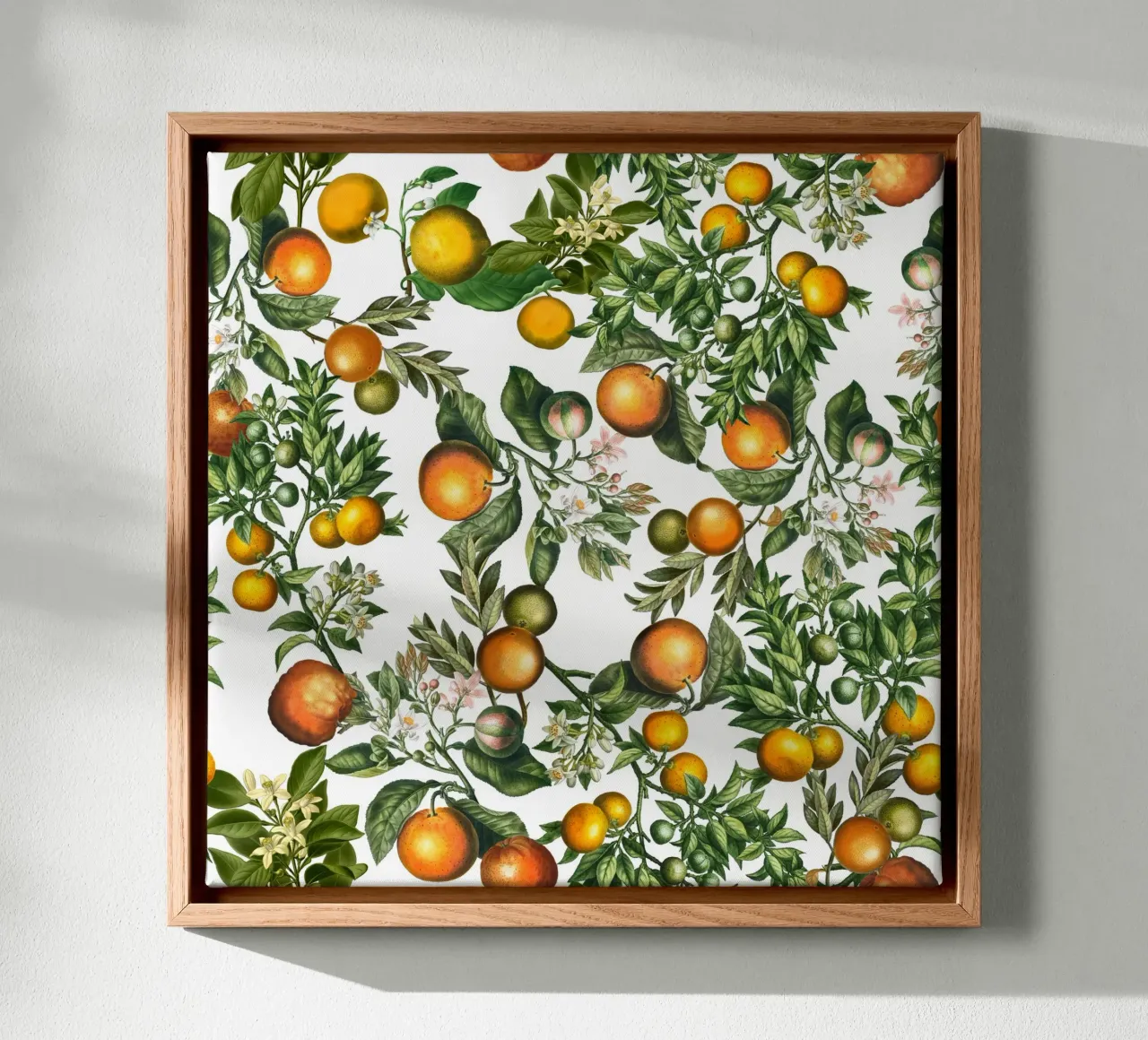 Oranges Pattern on White Fresh Citrus Botanical Print canvas by Stilrausch