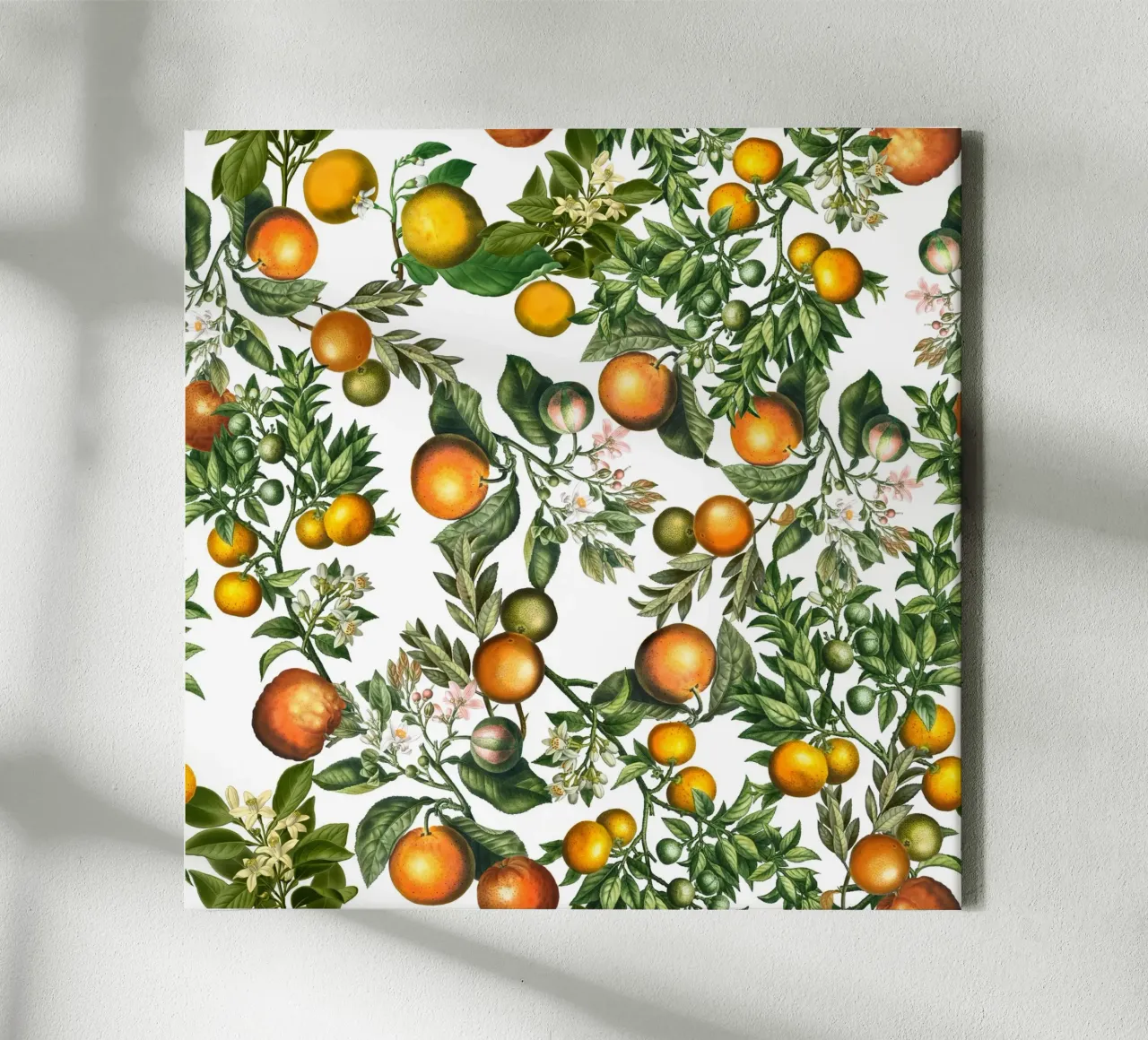 Oranges Pattern on White Fresh Citrus Botanical Print canvas by Stilrausch