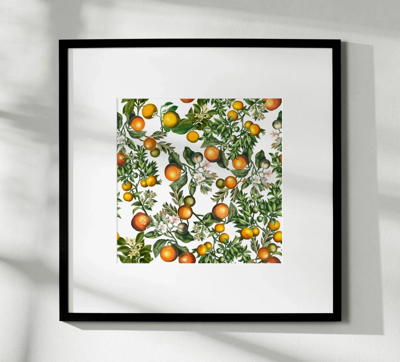 Oranges Pattern on White Fresh Citrus Botanical Print hahnemühle by Stilrausch