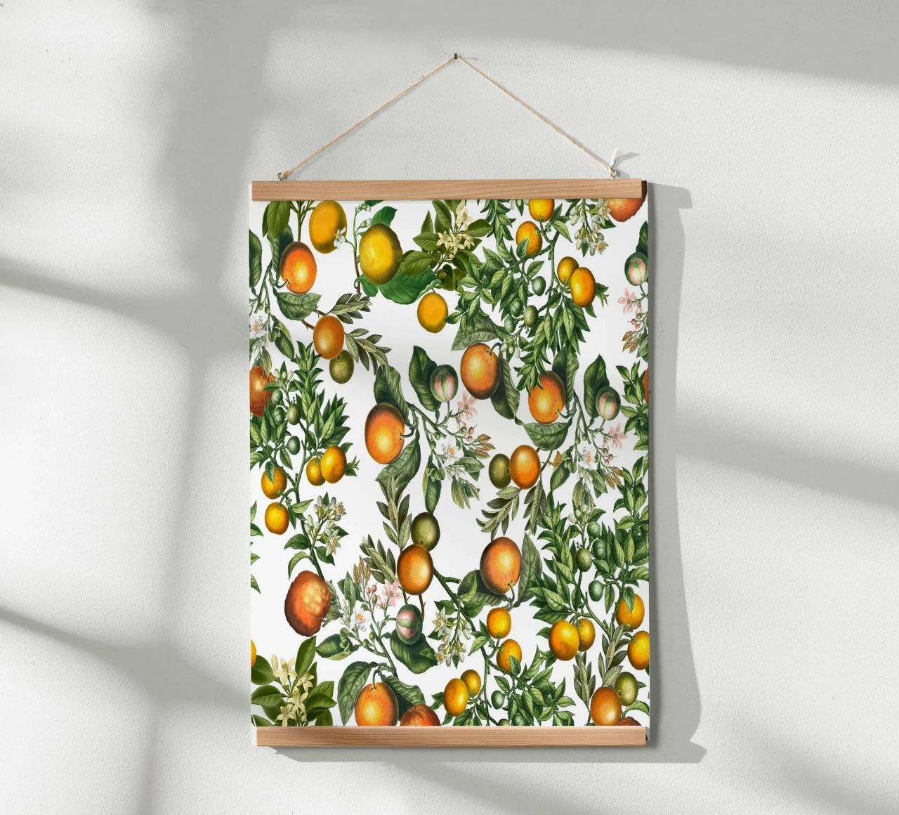 Oranges Pattern on White Fresh Citrus Botanical Print hahnemühle by Stilrausch