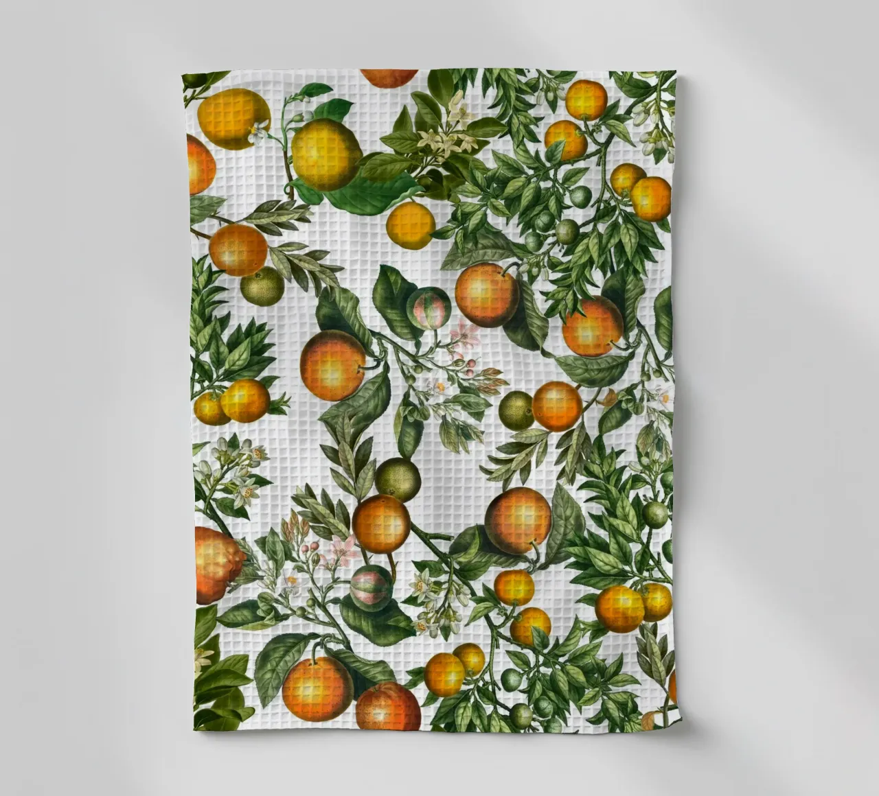 Motif d'oranges sur blanc Impression botanique d'agrumes frais torchon de Stilrausch