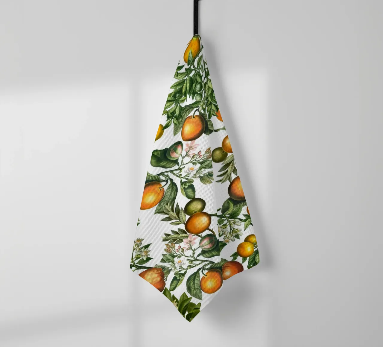Motif d'oranges sur blanc Impression botanique d'agrumes frais torchon de Stilrausch