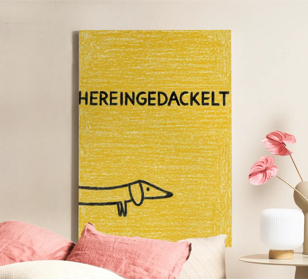 Come in / Hereingedackelt canvas van Attaboy Dsgn