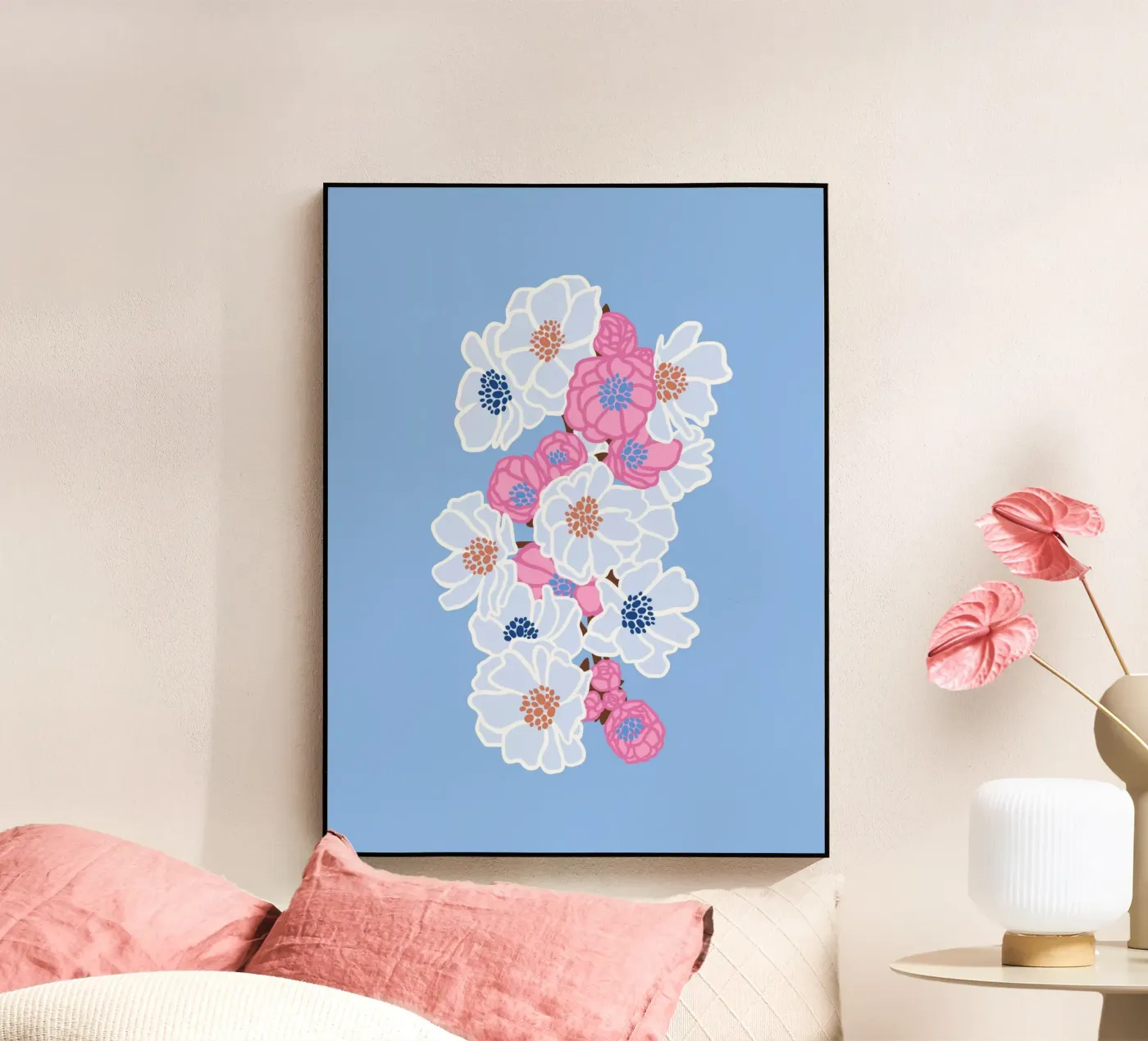 BLOSSOMING (blau) acryl van Anastasia Mattern