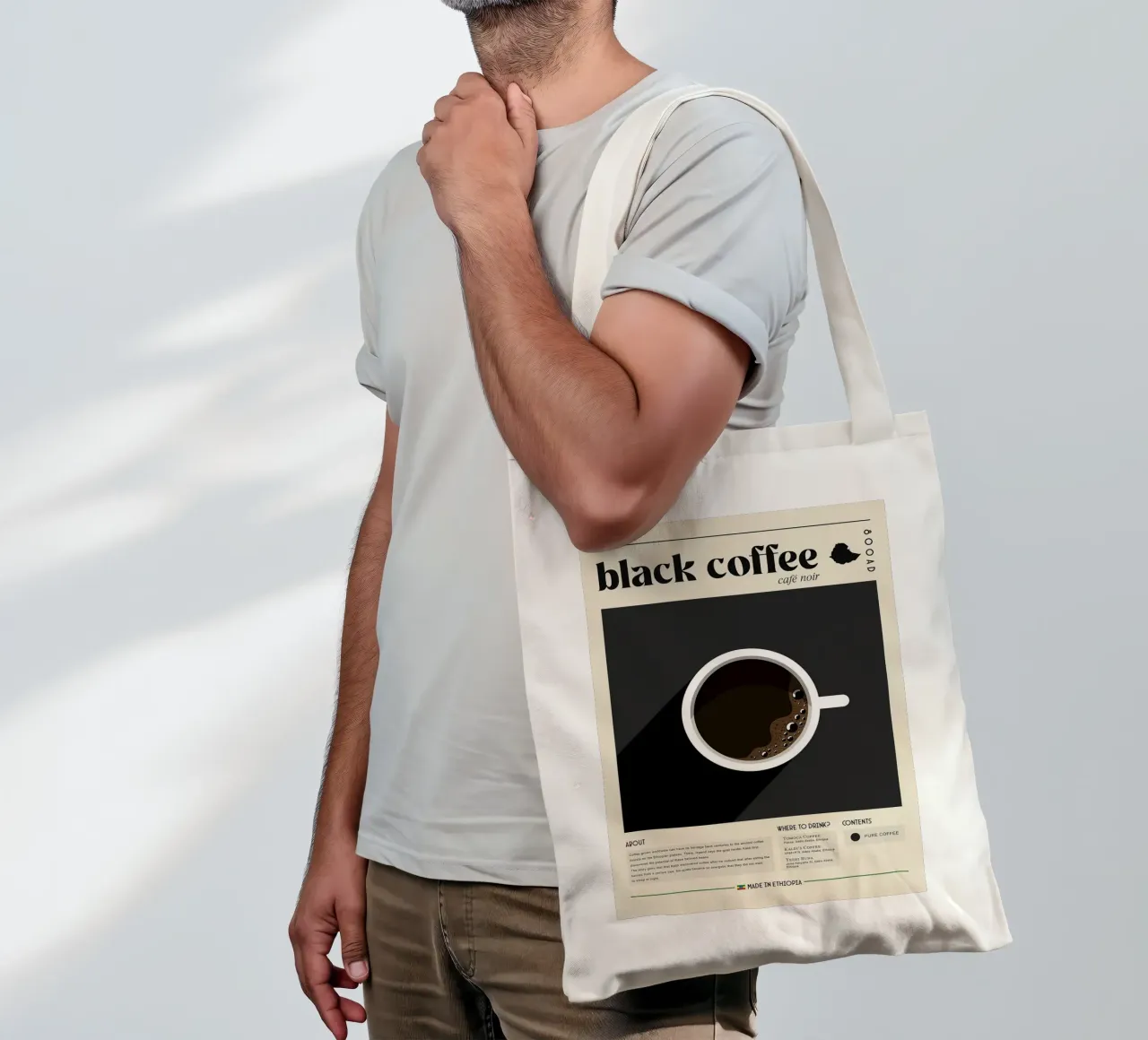 caffè nero borsa in juta da Luke Yaeger