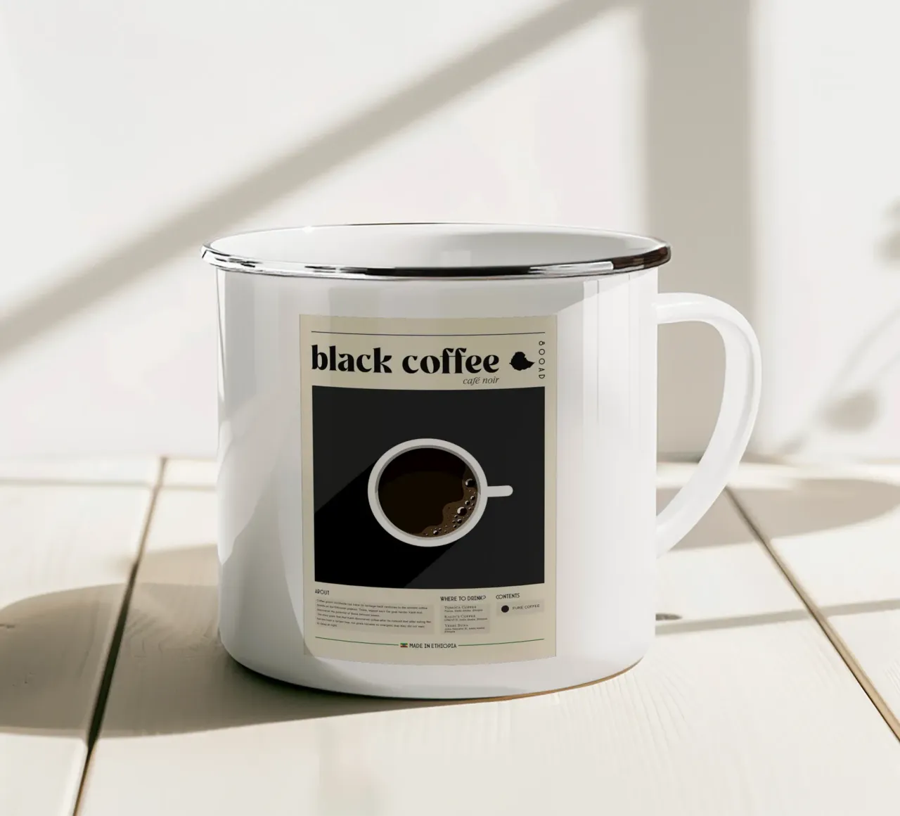 caffè nero tazza in smalto da Luke Yaeger