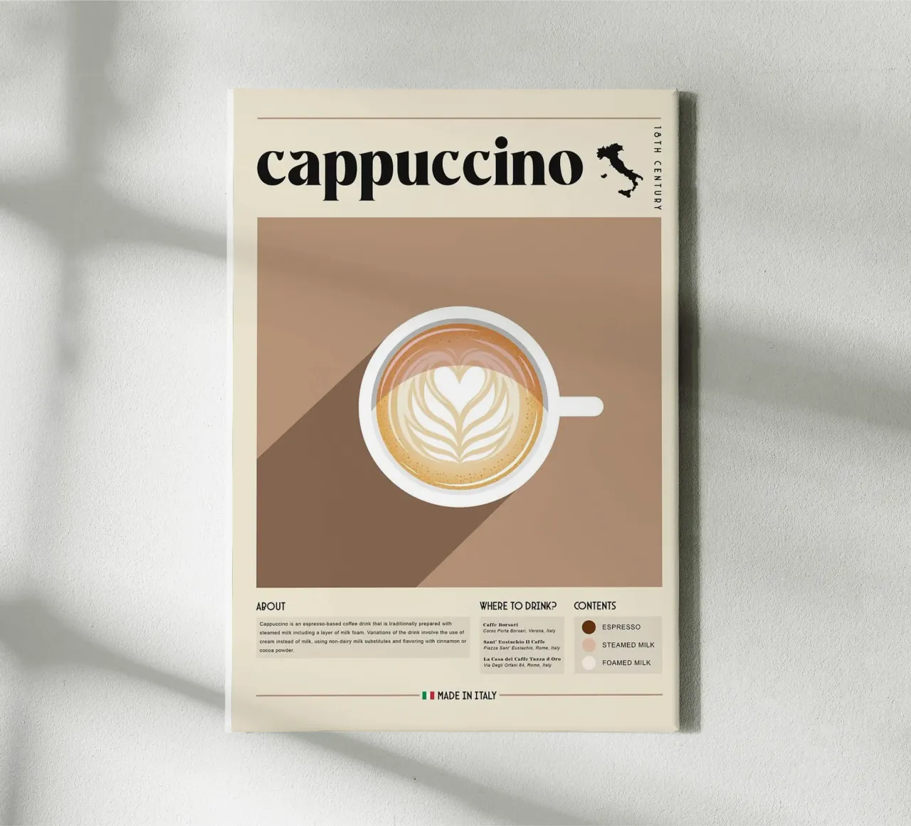 cappuccino coffee tela con Cornice a cassetta da Luke Yaeger