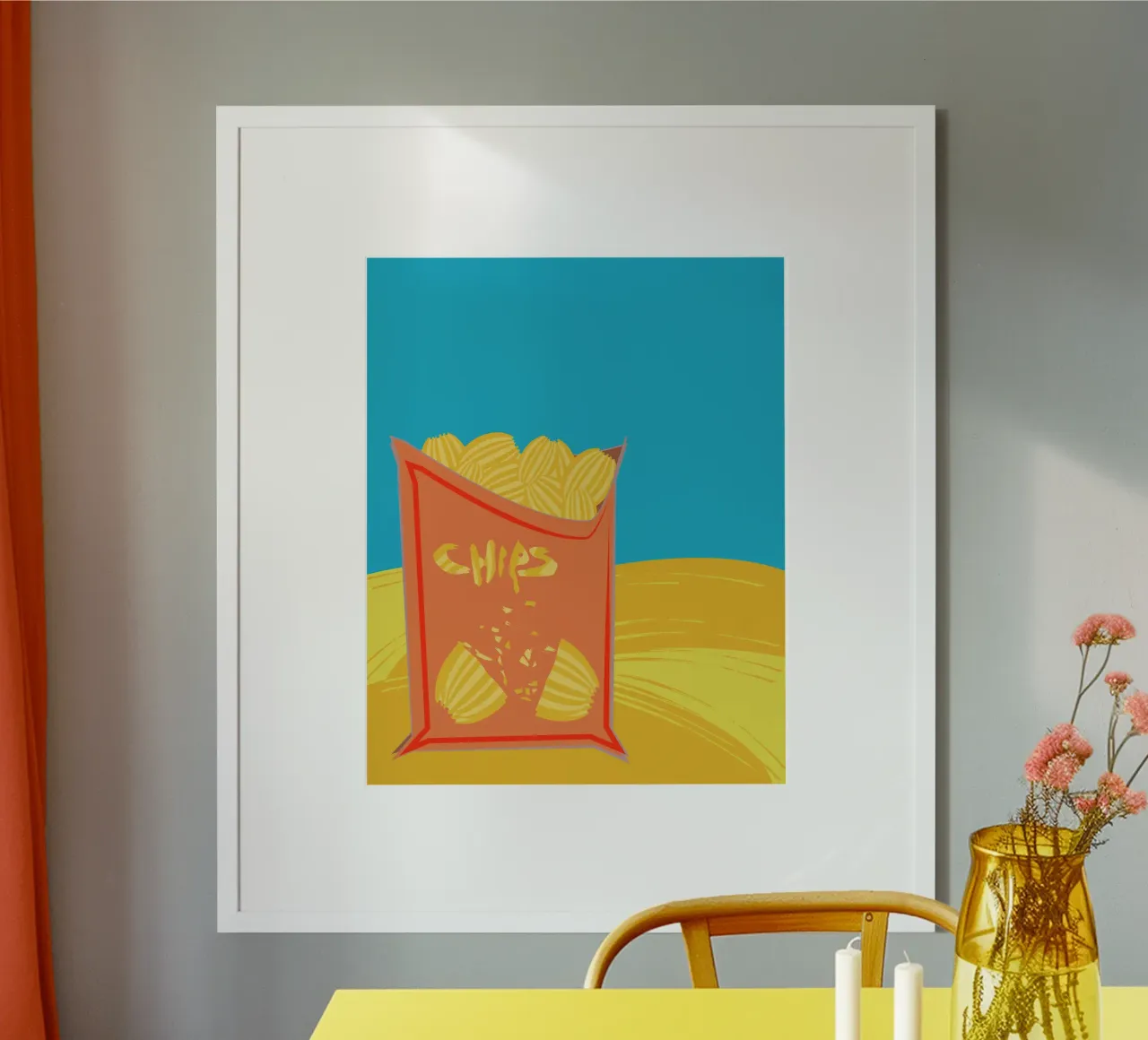 Goéland Chips poster with wooden frame by Design Plaisirs