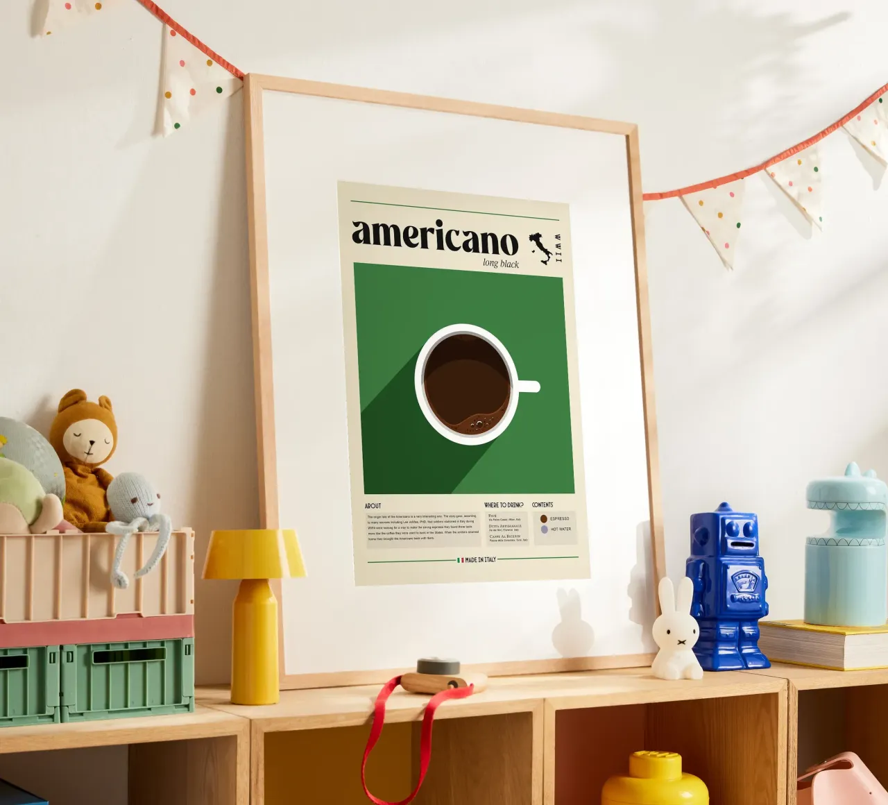 caffè americano poster con telaio in alluminio da Luke Yaeger