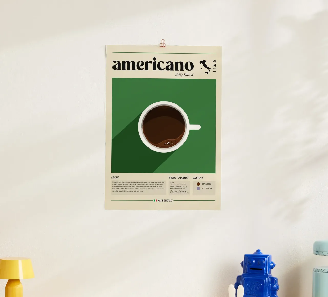 caffè americano poster con telaio in alluminio da Luke Yaeger
