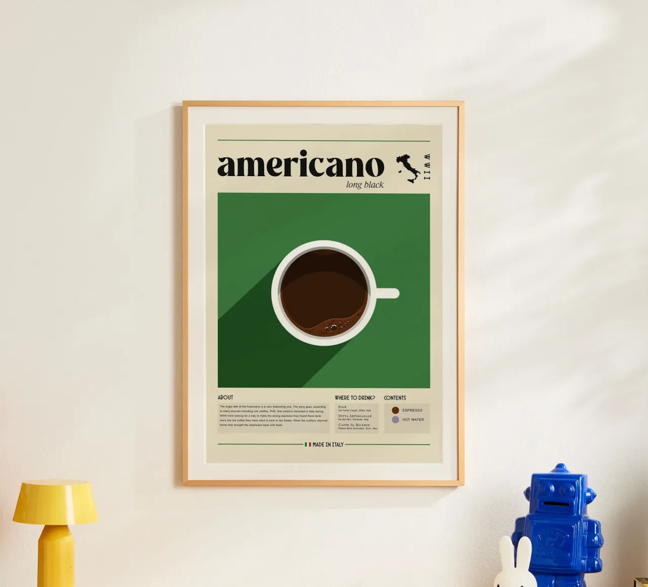 caffè americano poster con telaio in alluminio da Luke Yaeger