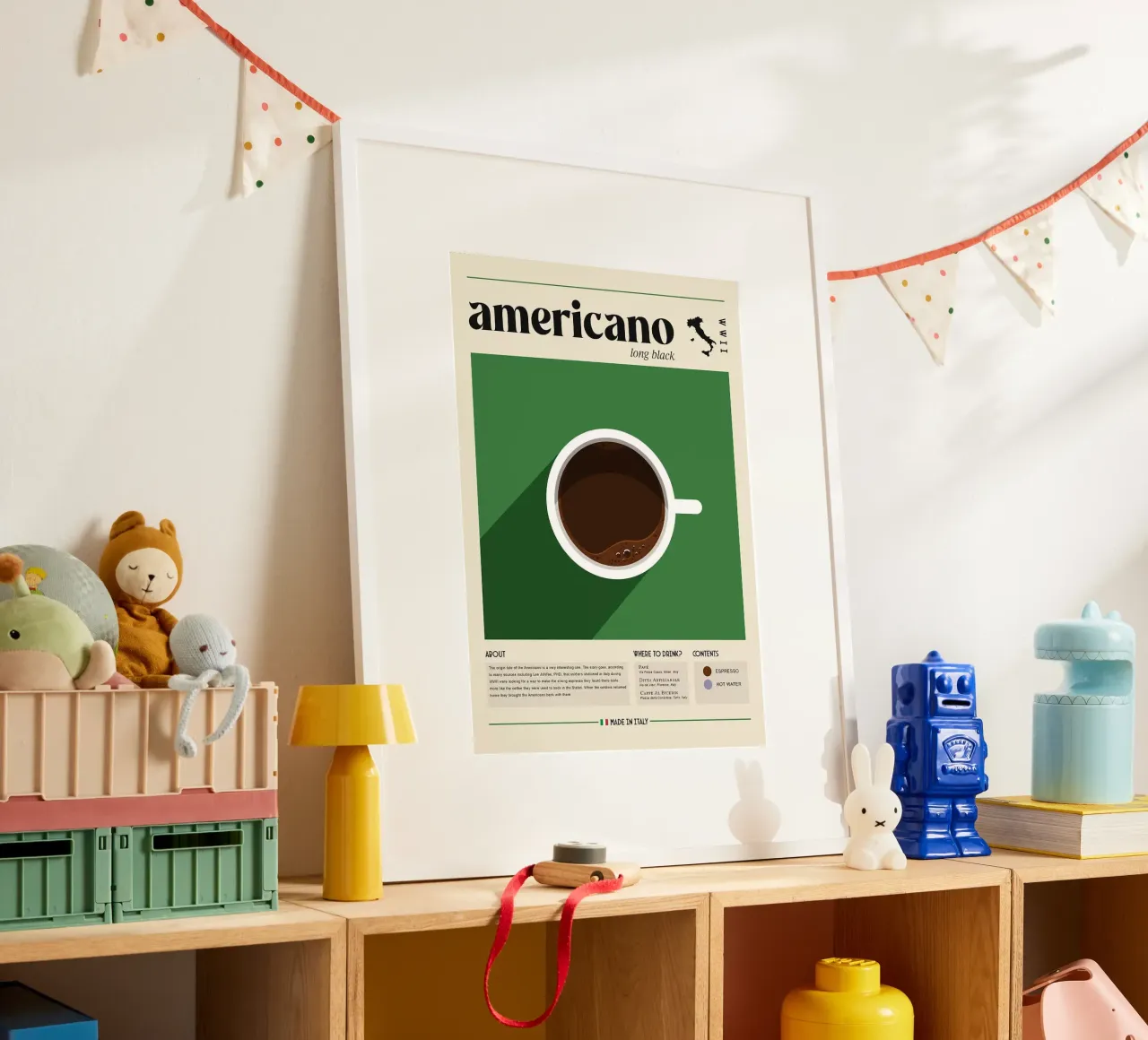 caffè americano poster con telaio in alluminio da Luke Yaeger