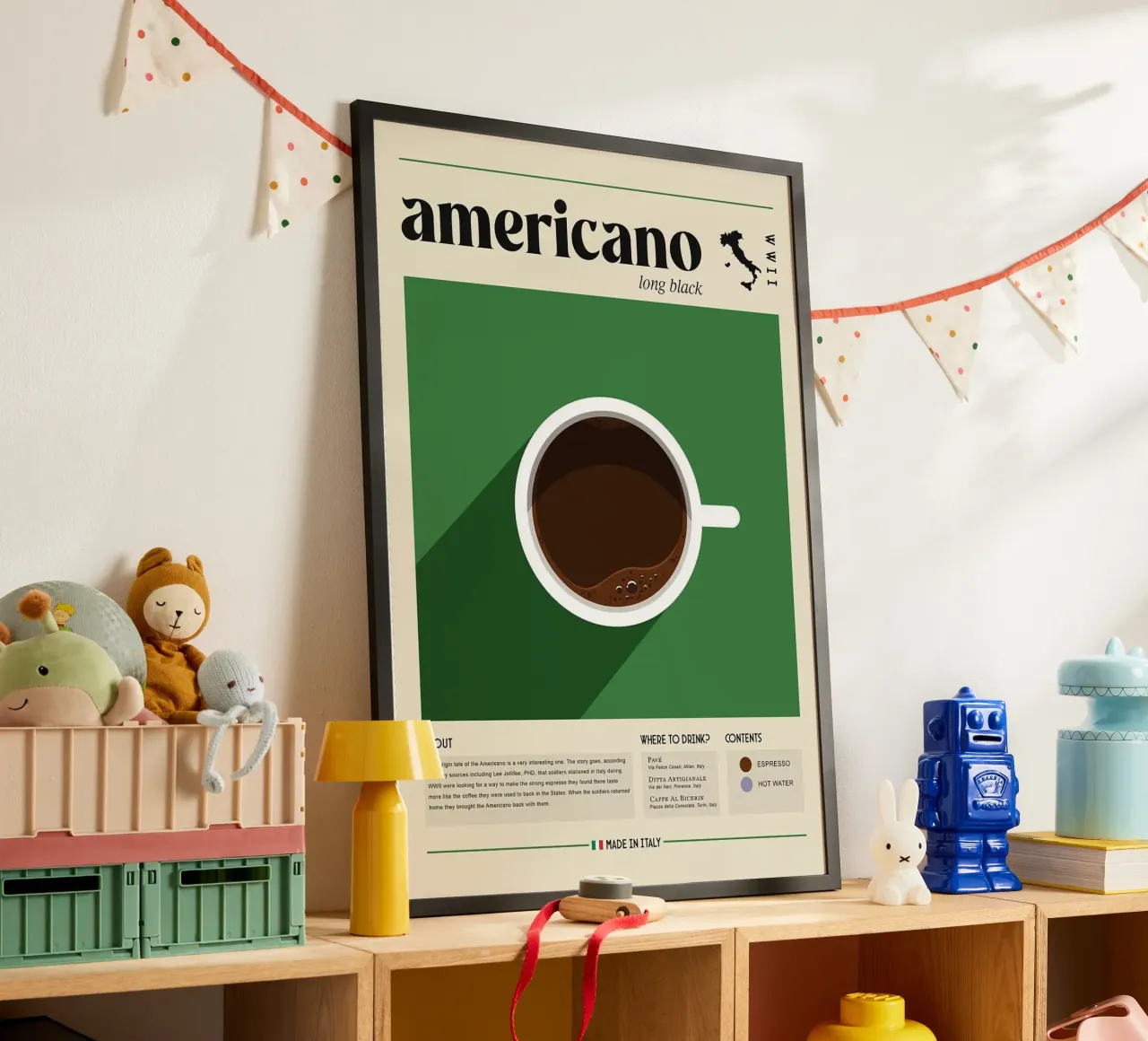 caffè americano poster con telaio in alluminio da Luke Yaeger