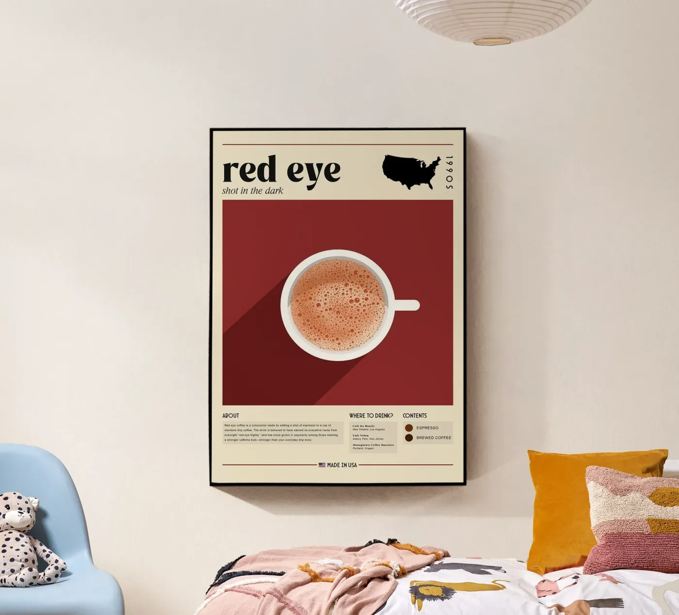 koffie met rood oog acryl van Luke Yaeger