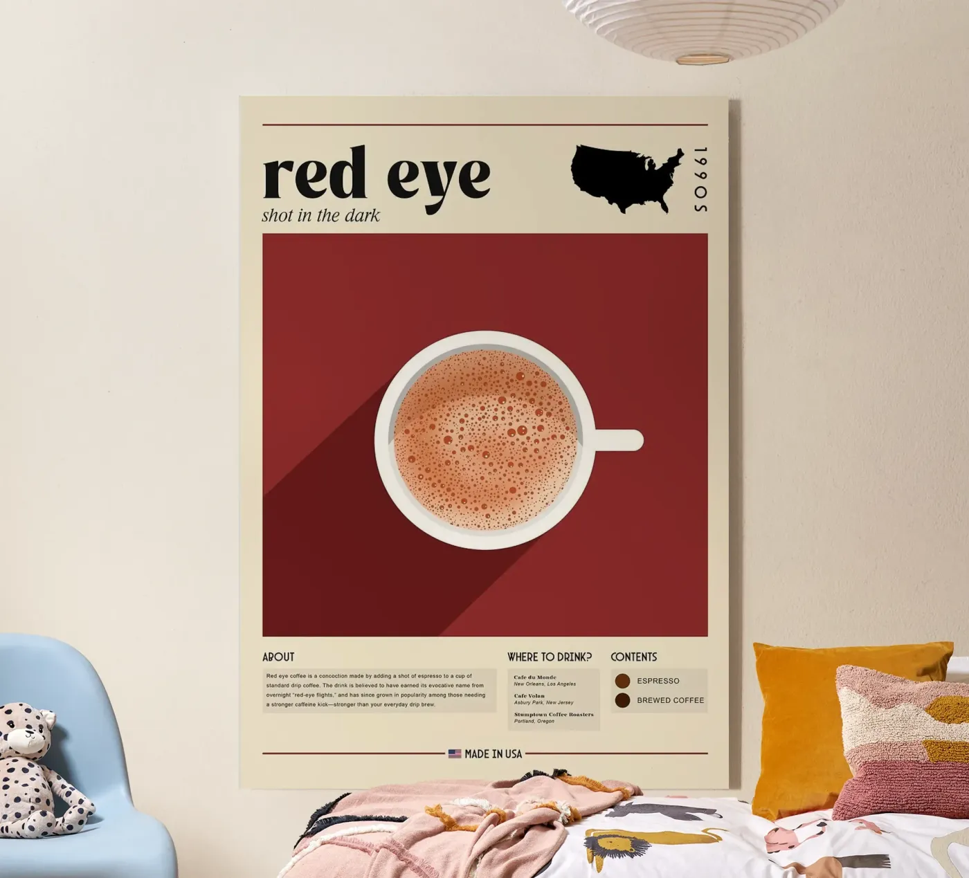 koffie met rood oog acryl van Luke Yaeger