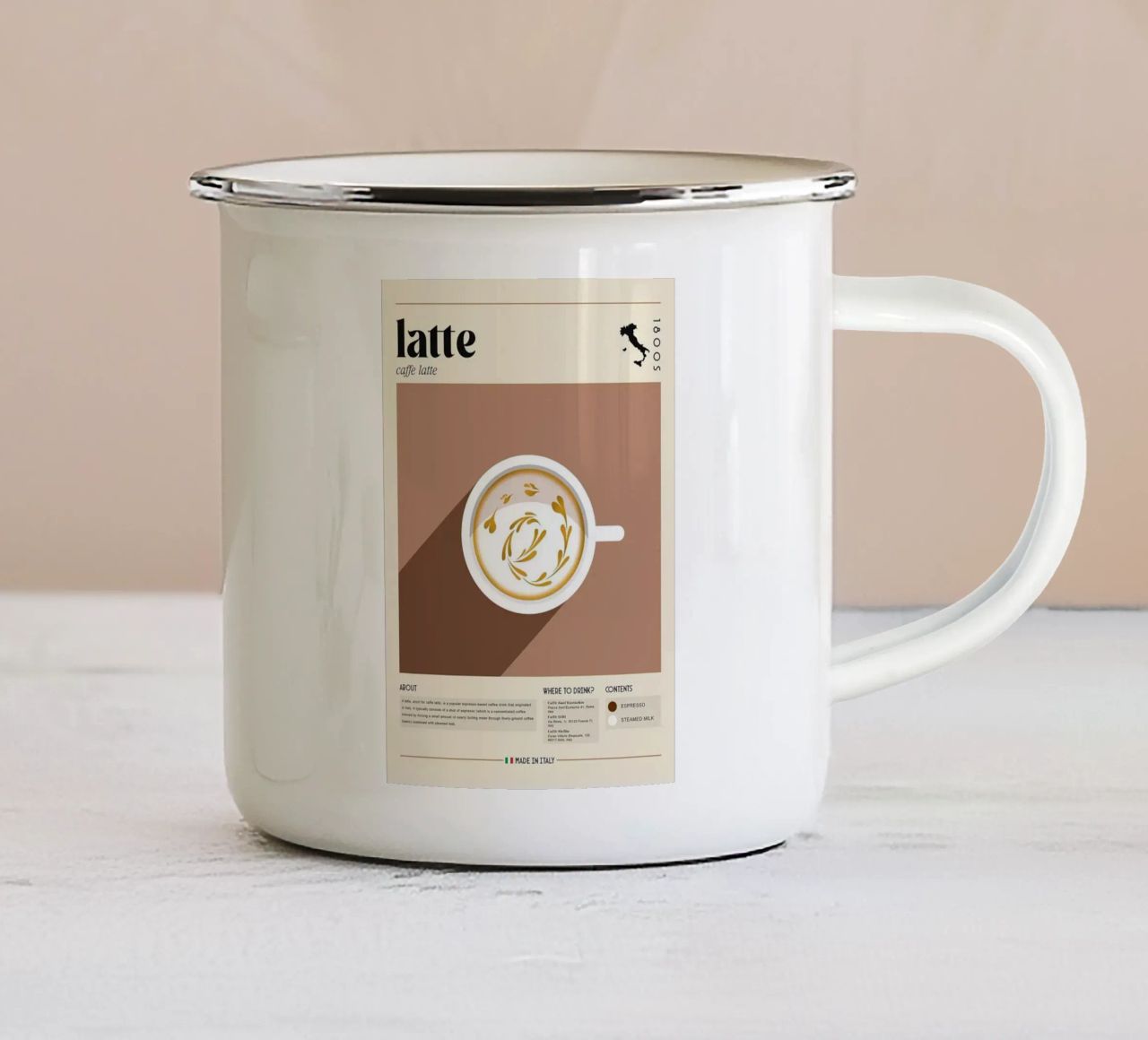 caffè macchiato tazza in smalto da Luke Yaeger